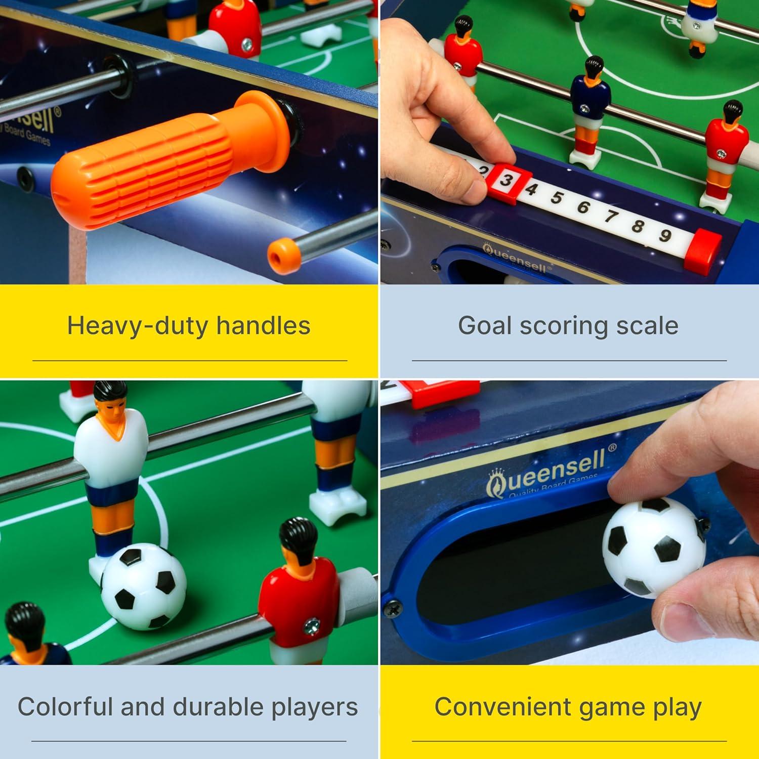 Mesa de Futbolín Mini Queensell 53x31 cm para Niños y Adultos