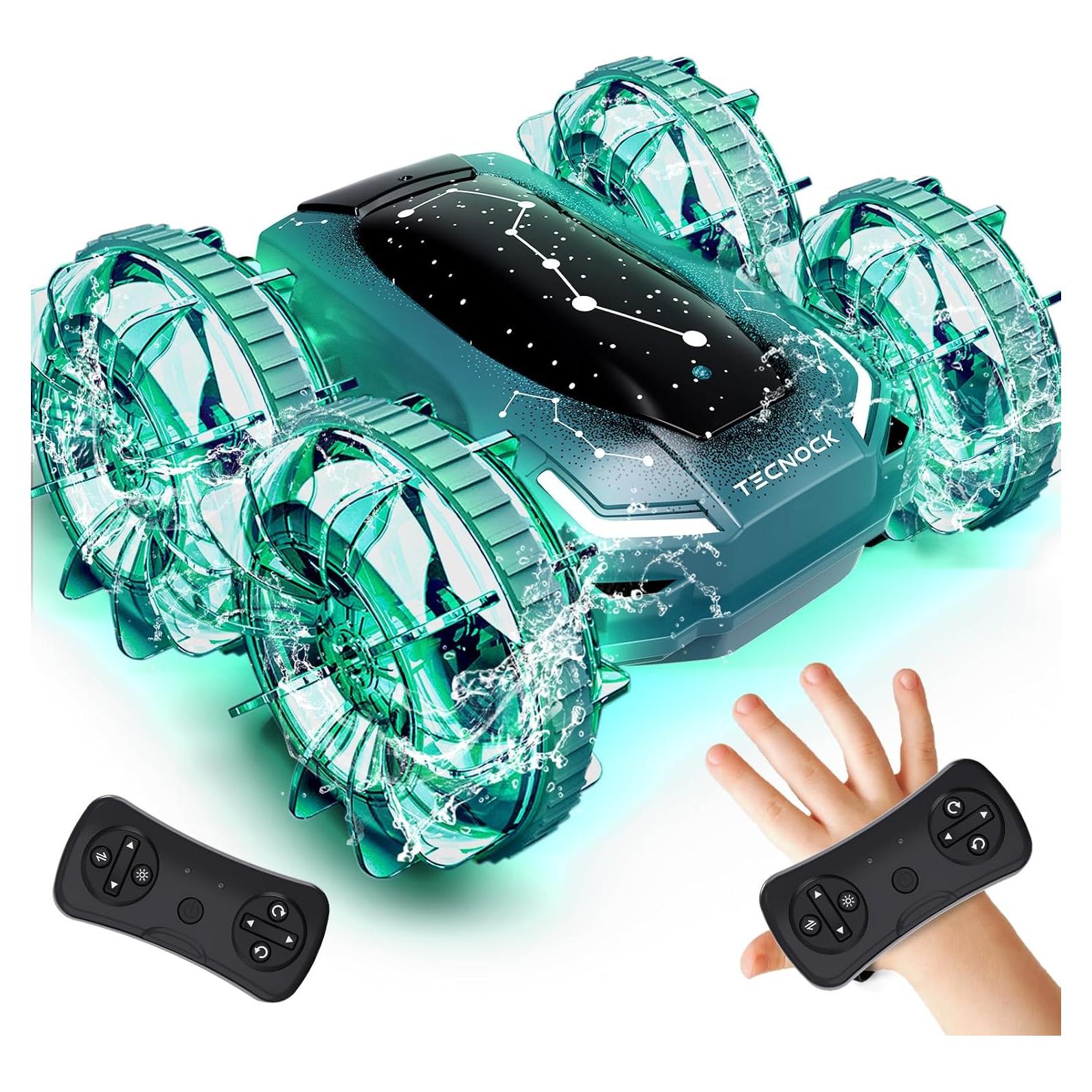 Coche Barco RC Anfibio Tecnock S8912A Verde 60 Min Carga Magnética