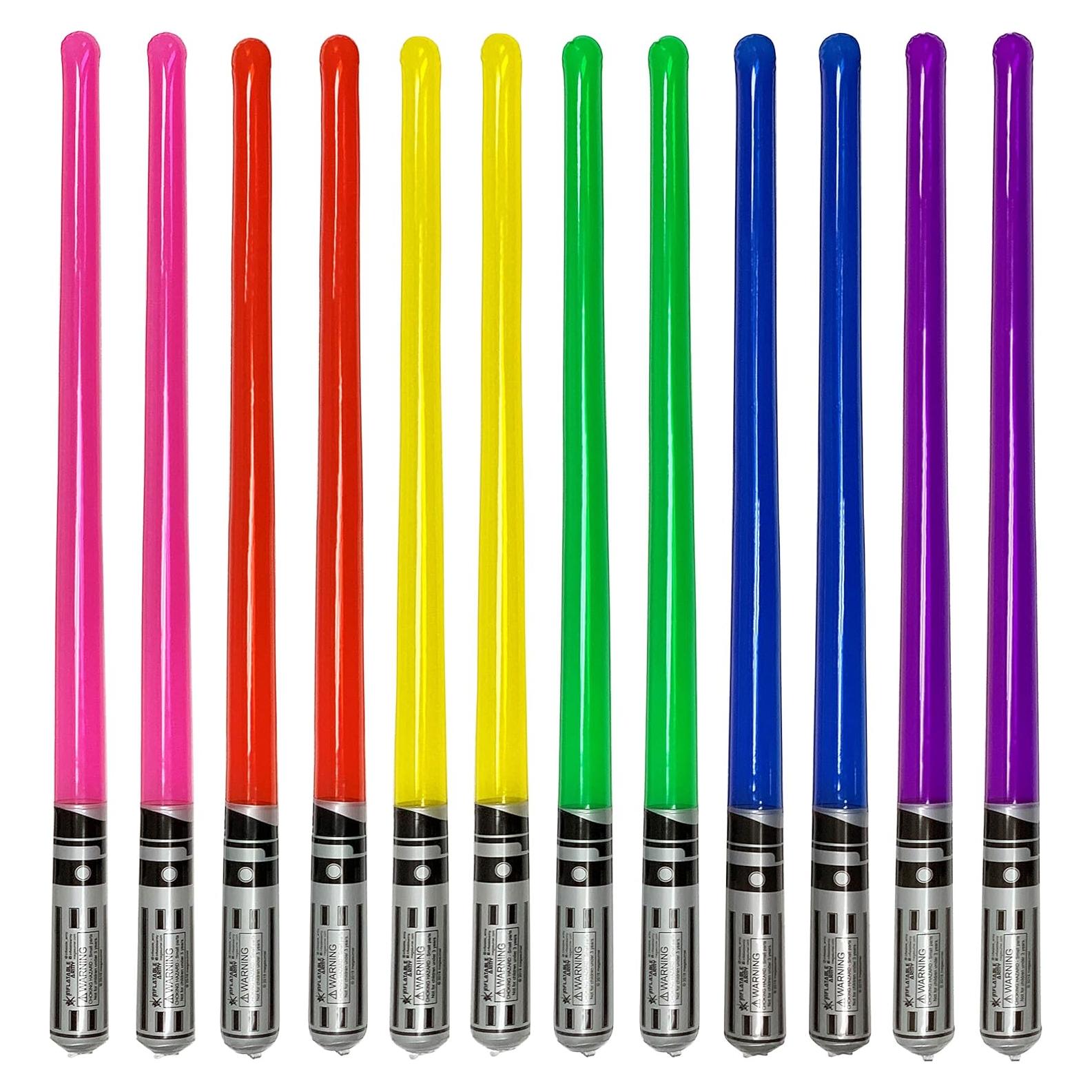 Paquete de 12 Sables de Luz Inflables Peso de Fiesta - Arcoíris