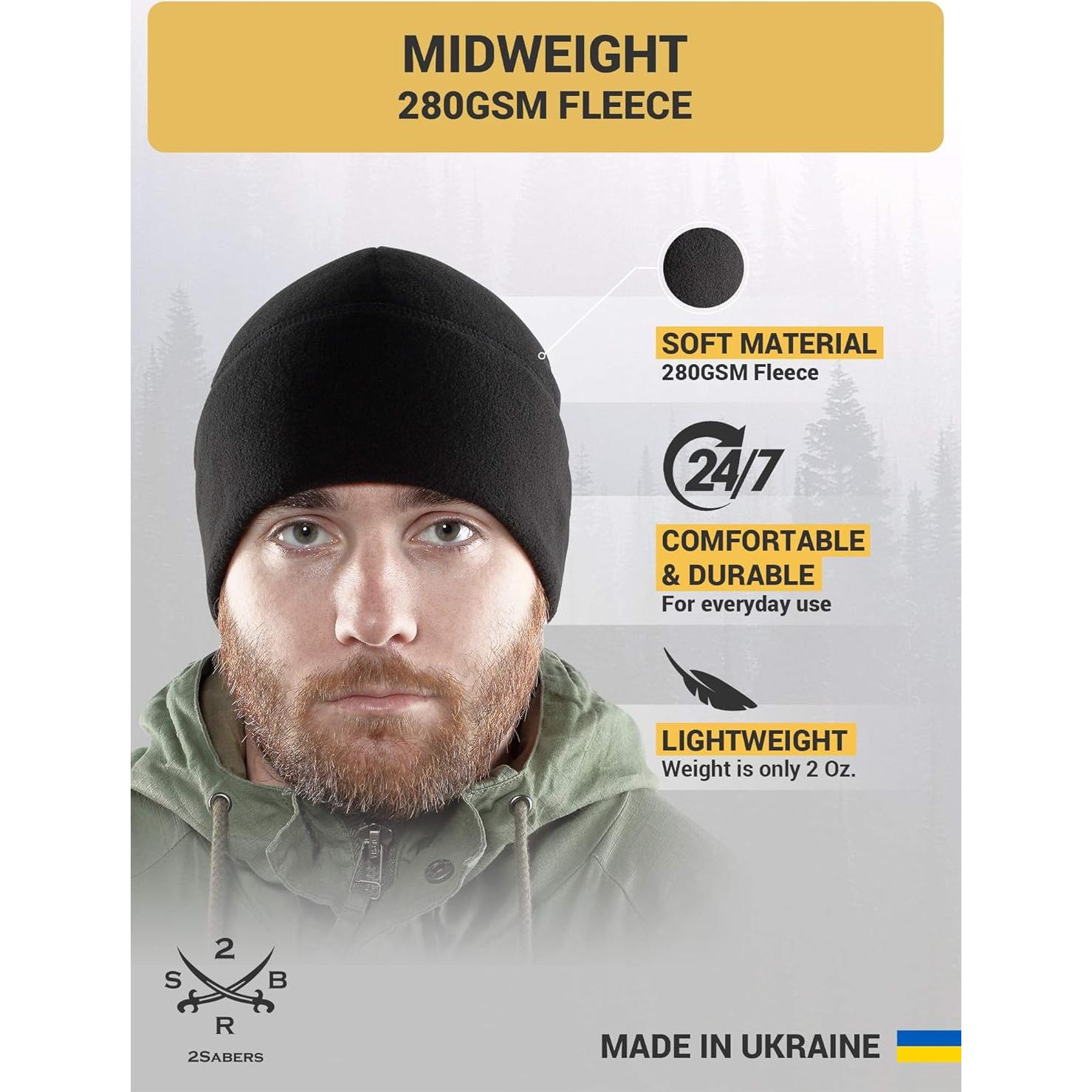 Gorro de forro polar 2Sabers para invierno - Negro