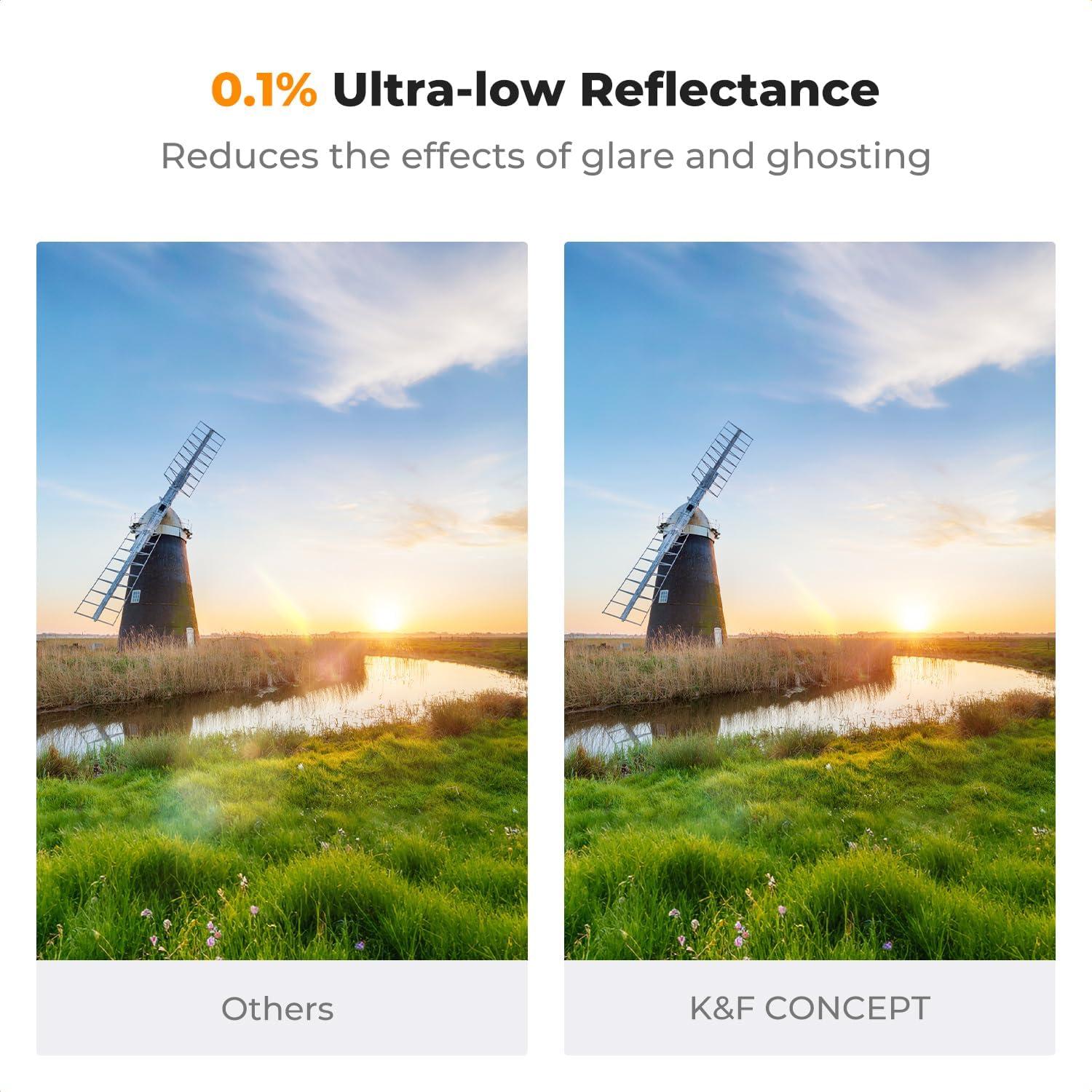 K&F CONCEPT 49mm Ultra-Low Reflectivity Putter Variable ND Filter ND2-ND400 (1-9 Stops) 28 Multi-Layer Coatings AGC Glass Adjustable Neutral Density Camera Lens Filter (Nano-X Series)