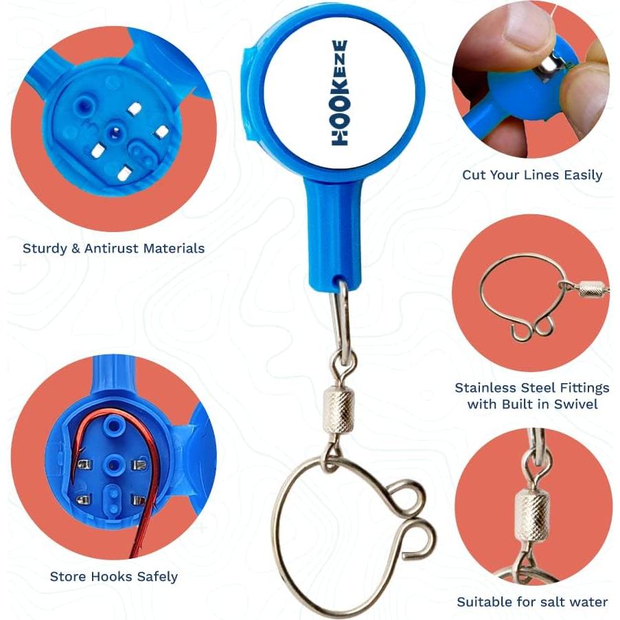 HOOK-EZE Herramienta para Atar Nudos de Pesca | Azul