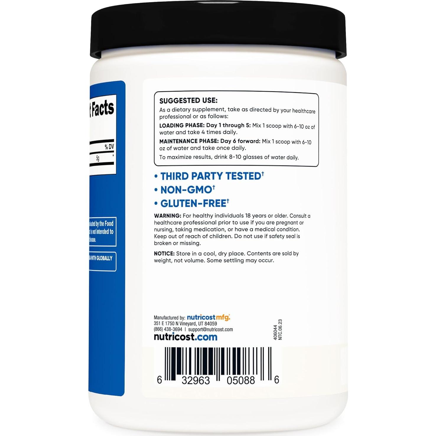 Creatina Monohidratada Micronizada Nutricost 500g - 100 Porciones