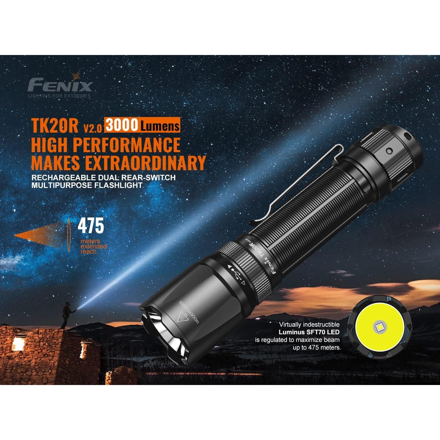 Linterna Táctica Fenix TK20R v2.0 3000 Lúmenes USB-C