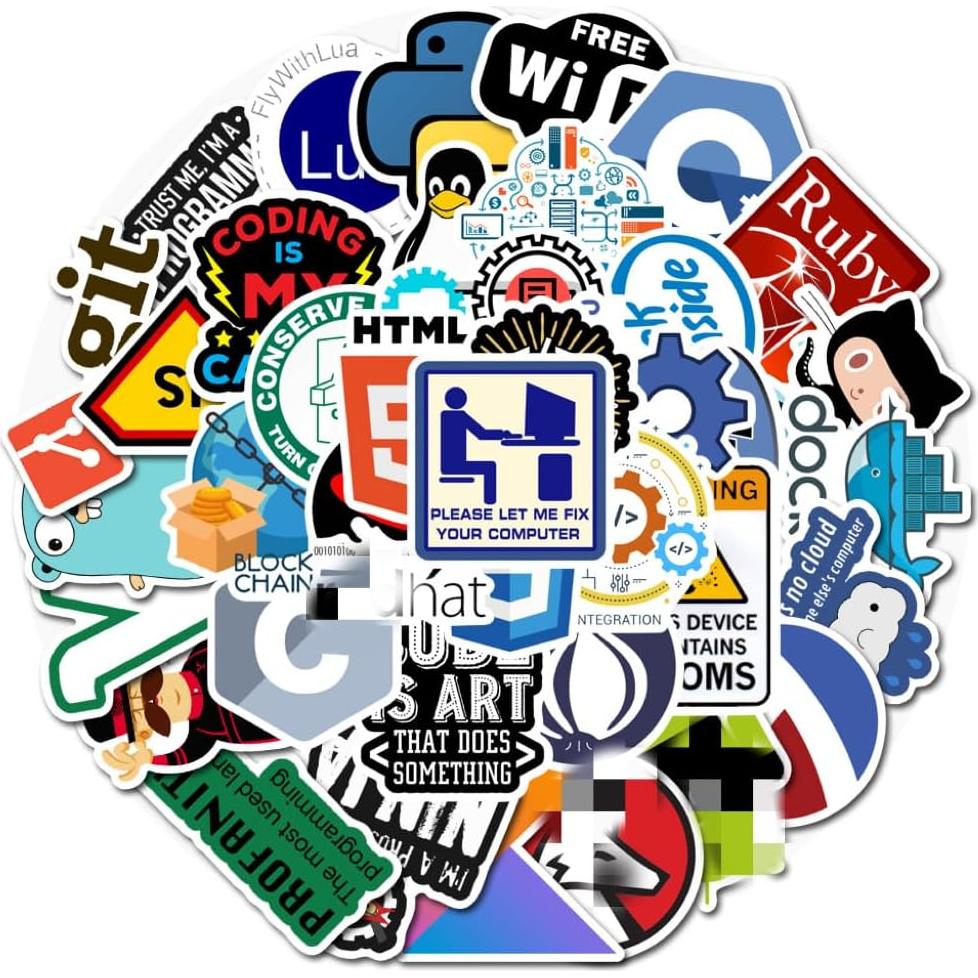 Pegatinas de Programación Tuqiso - 50 pcs Duraderas e Impermeables