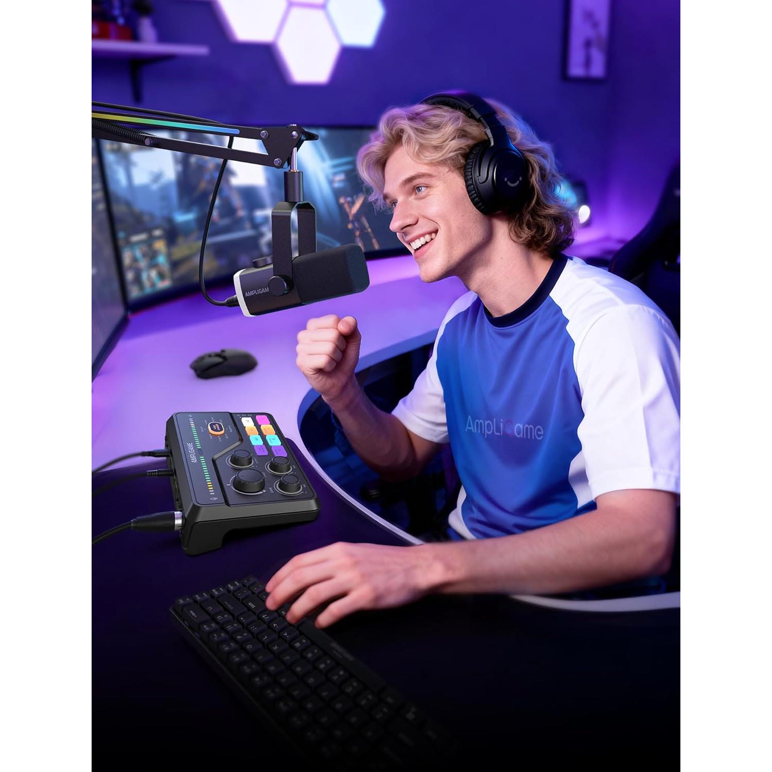 Mezclador de Audio Gaming Fifine SC8 - 7.1 Surround, RGB, XLR
