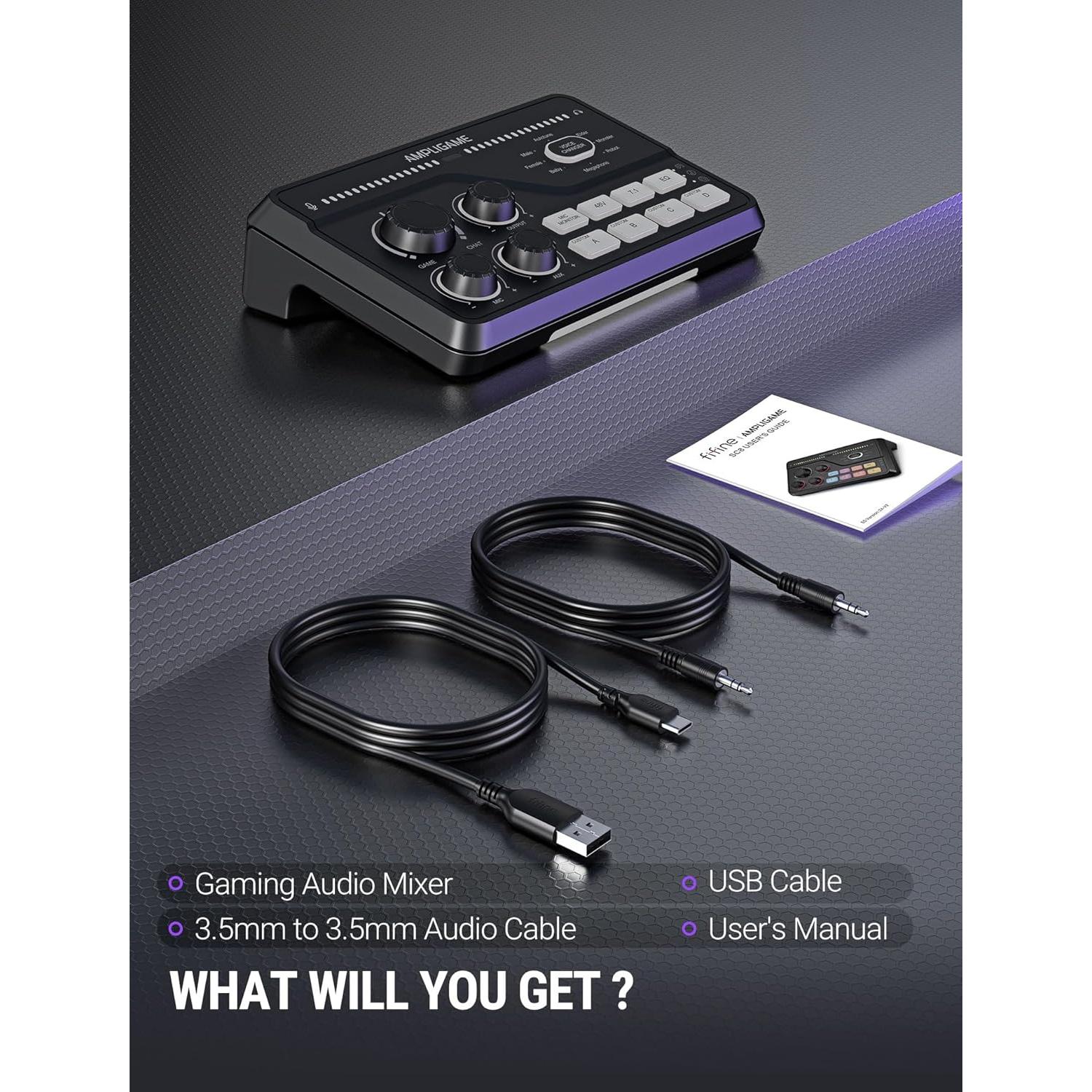 Mezclador de Audio Gaming Fifine SC8 - 7.1 Surround, RGB, XLR