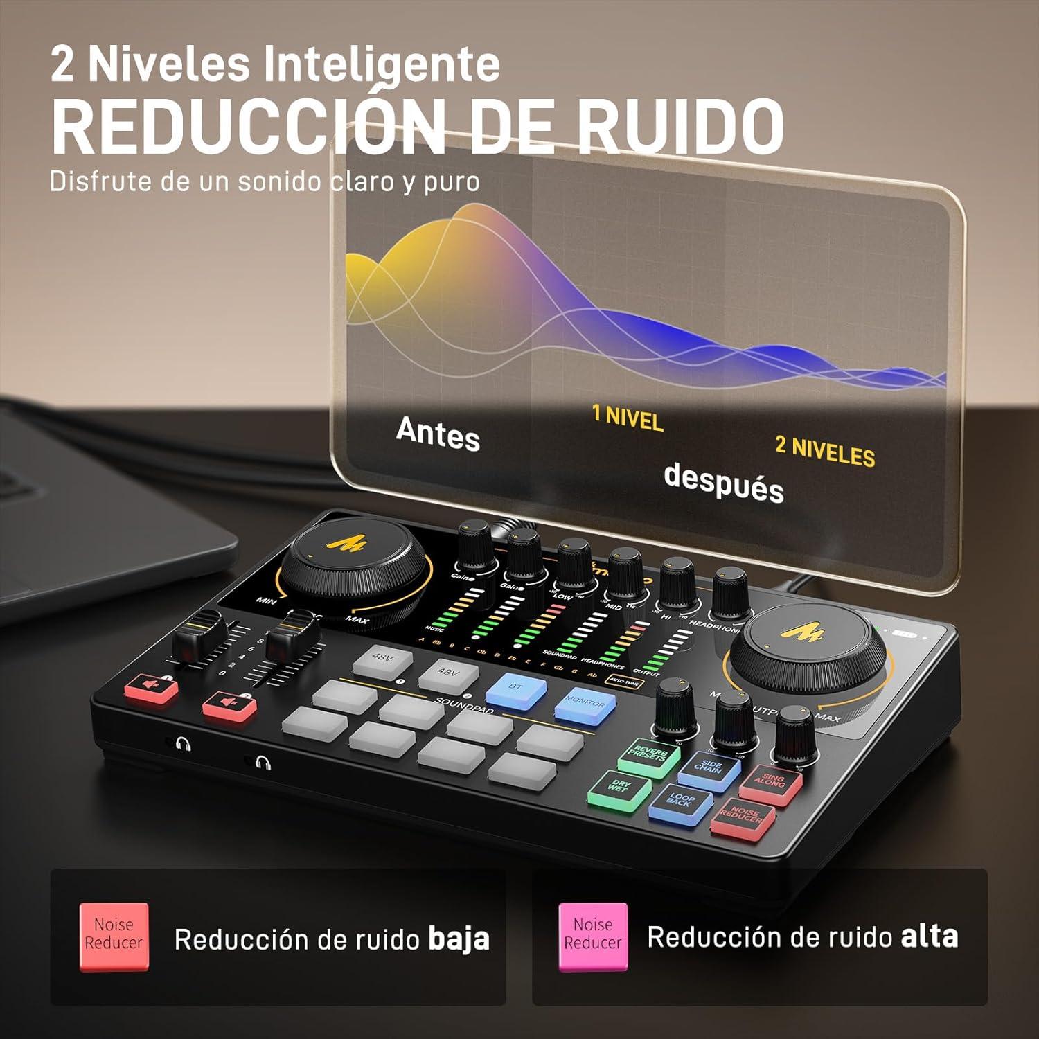 Mezclador de Audio Maono E2 Gen2 para Podcasting XLR Doble