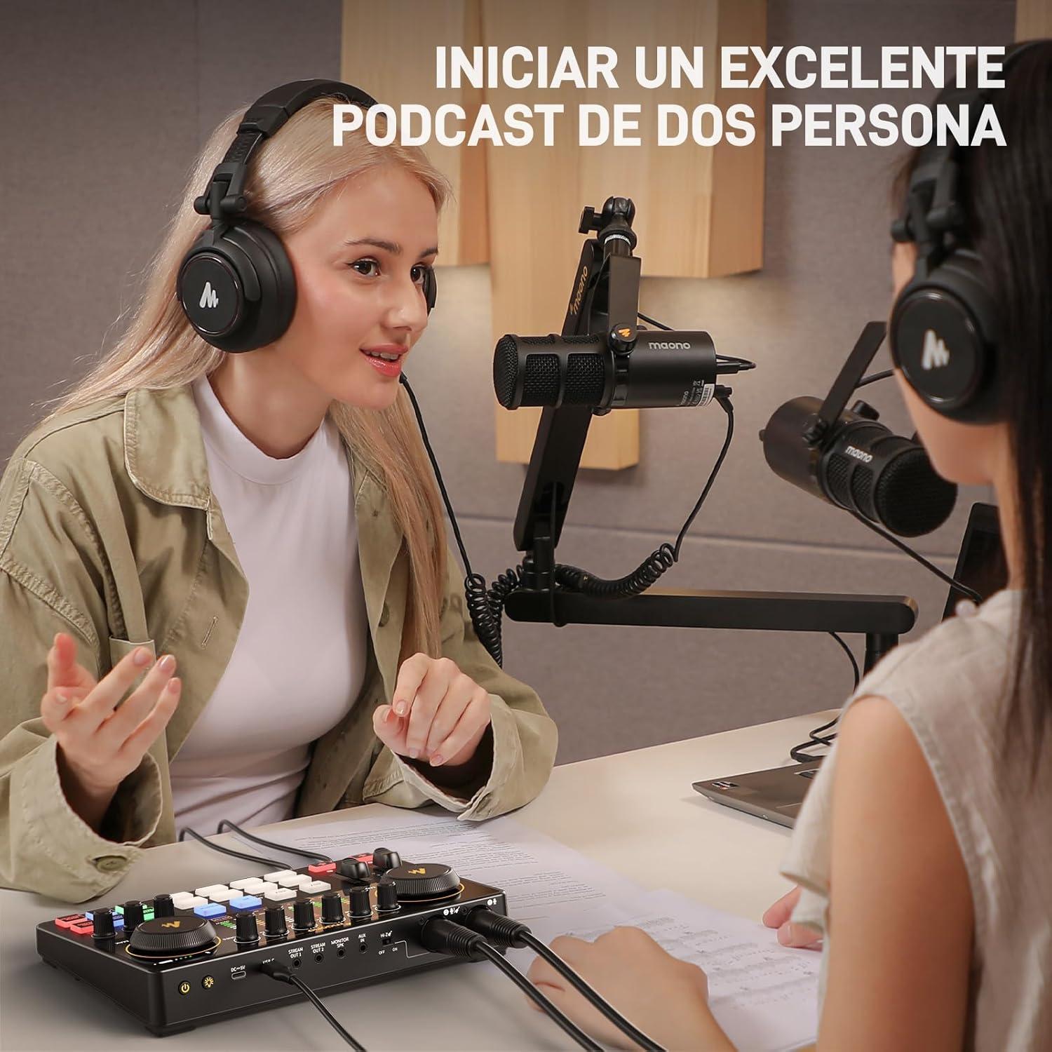 Mezclador de Audio Maono E2 Gen2 para Podcasting XLR Doble