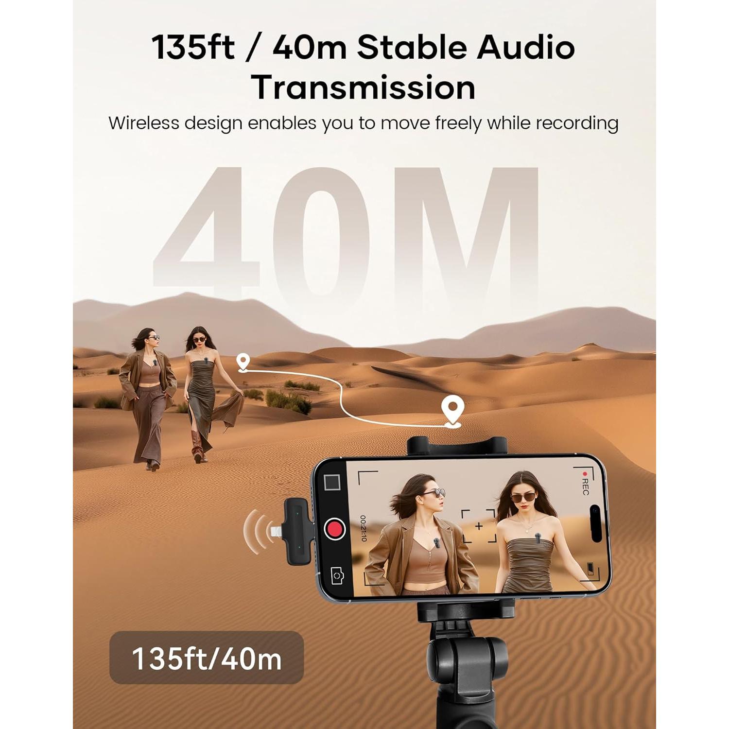 Micrófono Lavalier Inalámbrico CZOCPOS con Estuche, 36H Batería