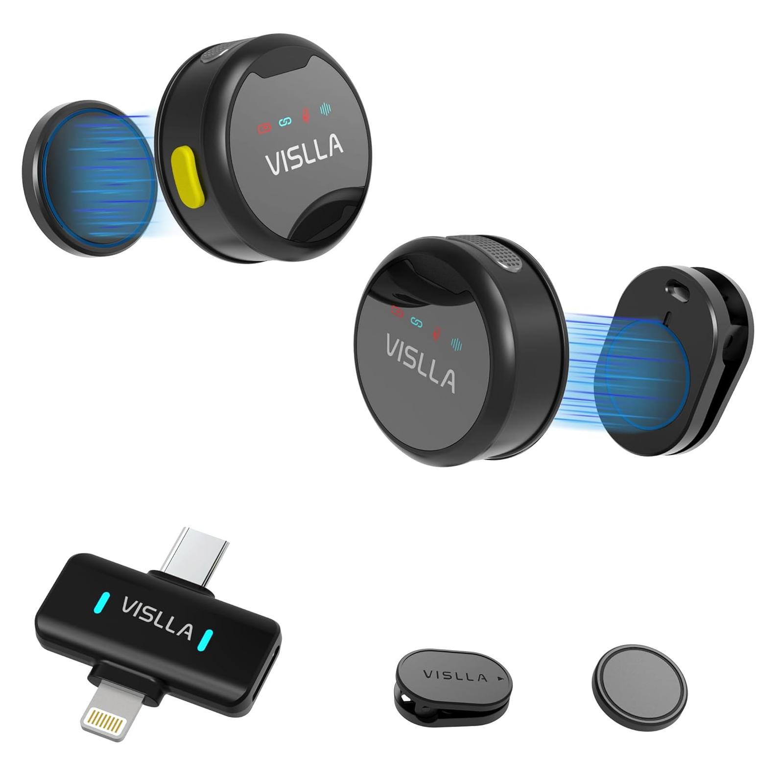 Micrófono Lavalier Inalámbrico Vislla Spark C1, 12H Batería, Reducción de Ruido