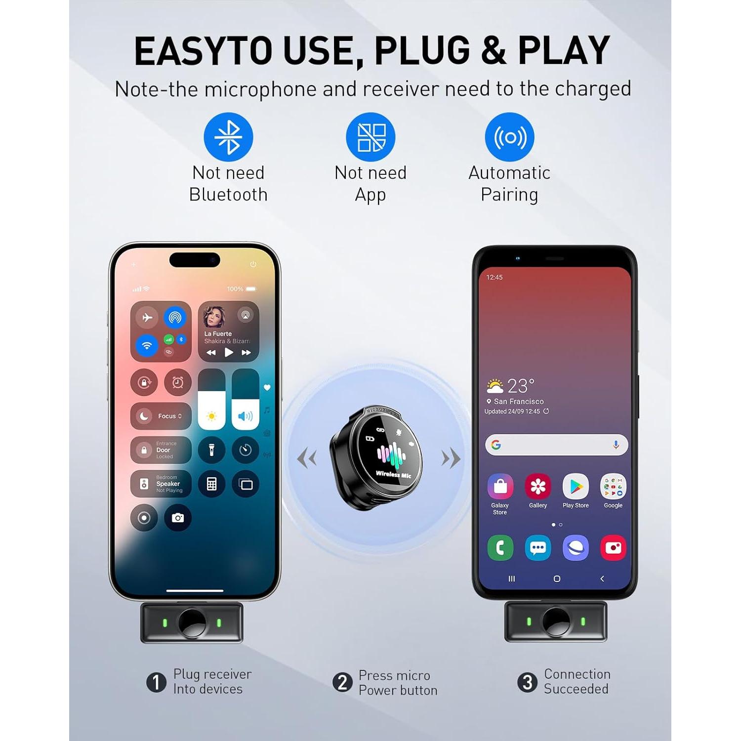 Micrófono Lavalier Inalámbrico LID LIRDDY J6 - 2PCS, 45.72m