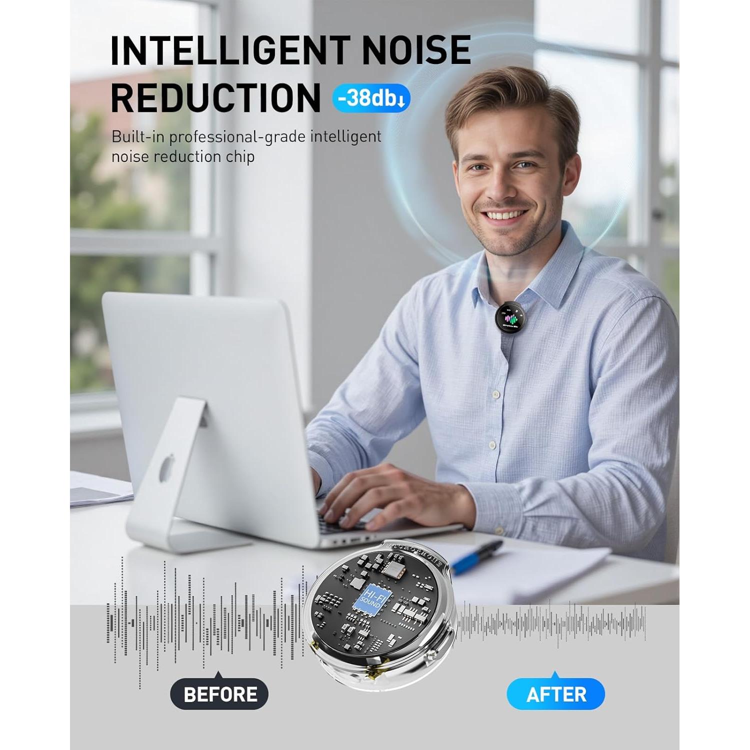 Micrófono Lavalier Inalámbrico LID LIRDDY J6 - 2PCS, 45.72m