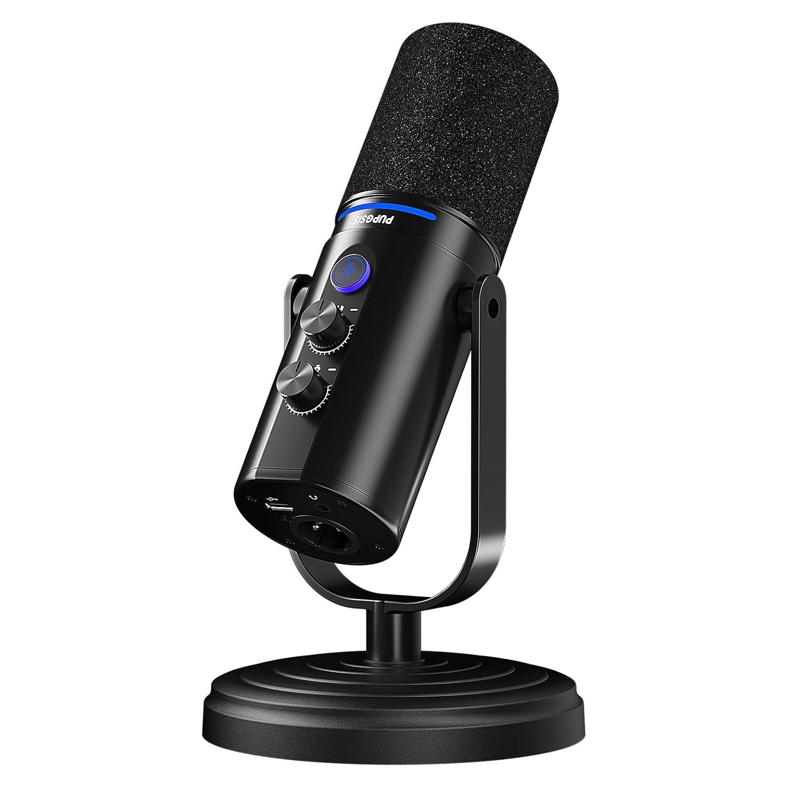 Micrófono Dinámico USB/XLR PUPGSIS para Podcast y Streaming - Negro