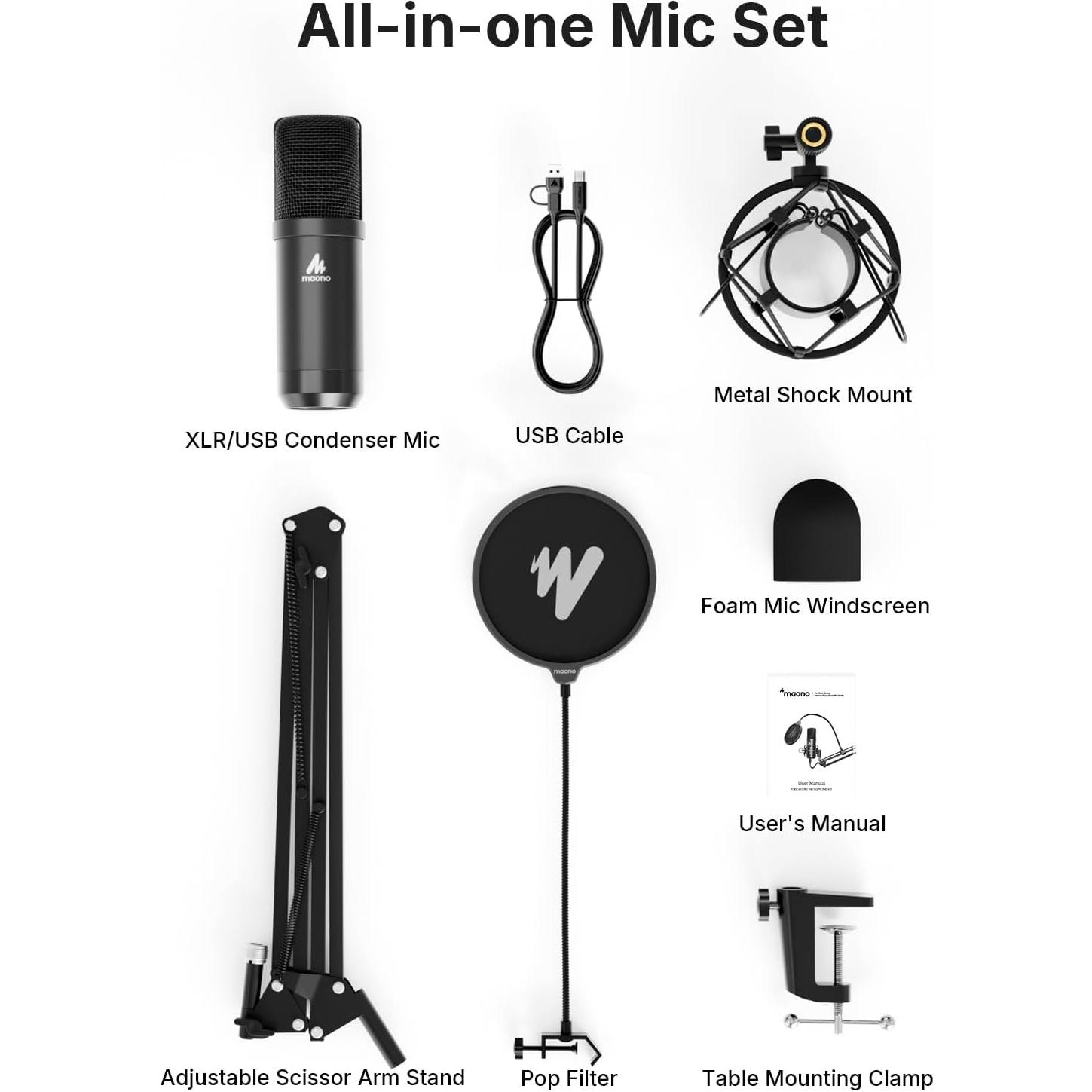 Micrófono de Condensador MAONO A04 Gen2 XLR/USB 192kHz