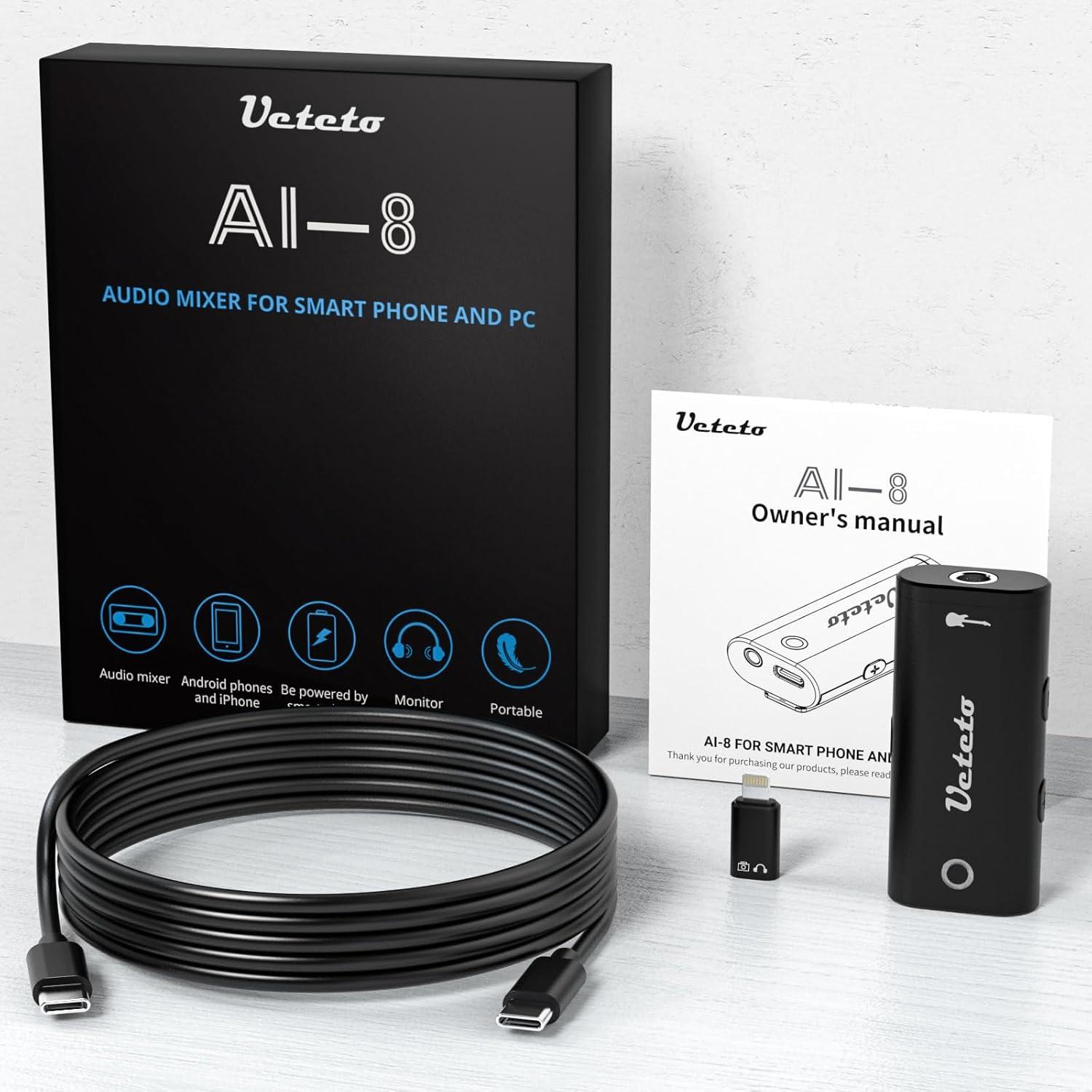 Interfaz de Audio Ueteto para Guitarra Portátil - Grabación Móvil