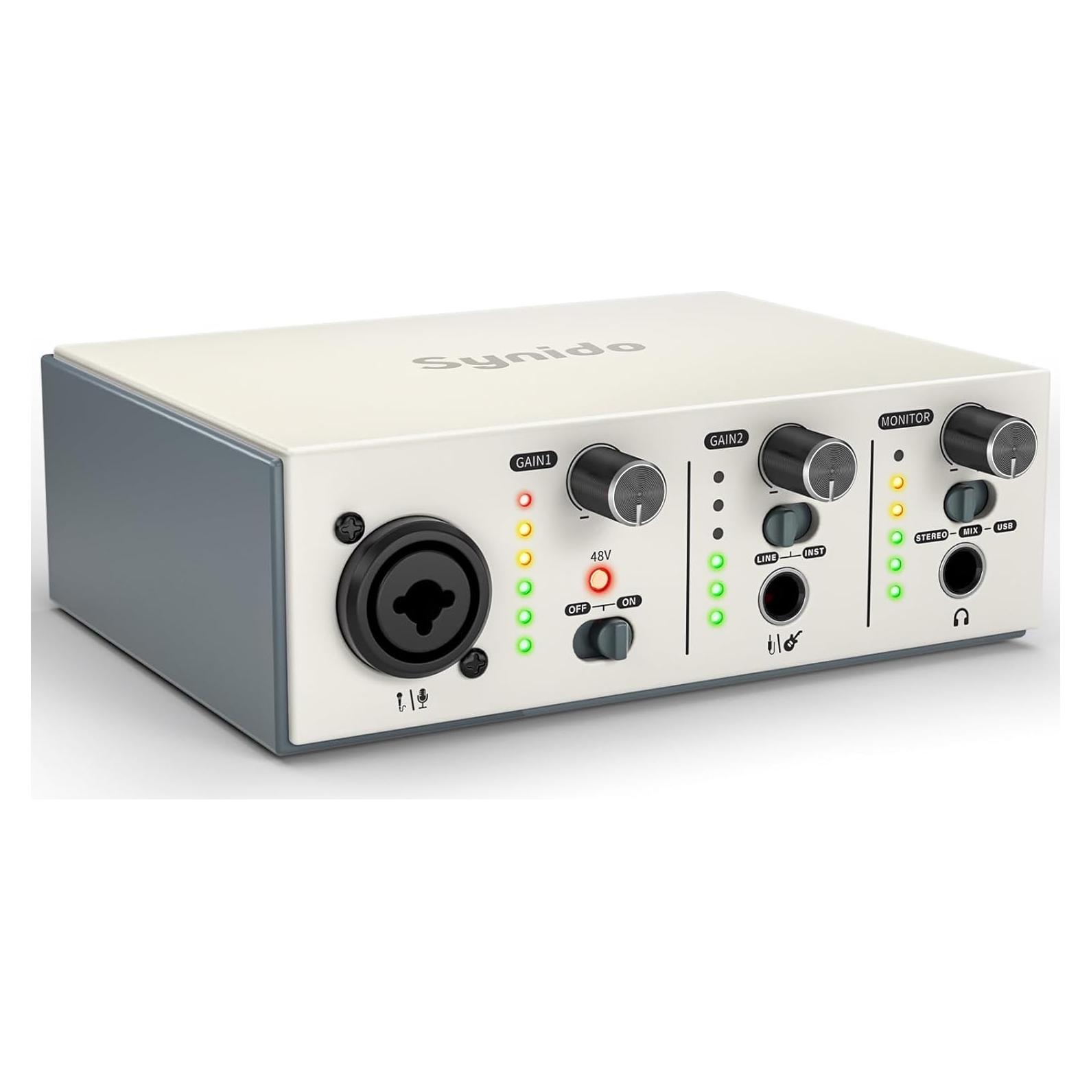 Interfaz de Audio USB C Synido Solo Plata 24bit 48kHz 48V