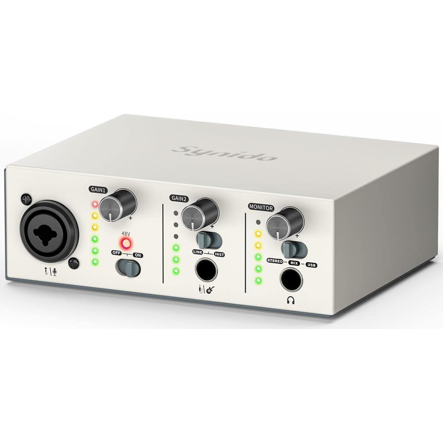 Interfaz de Audio USB C Synido Solo Plata 24bit 48kHz 48V