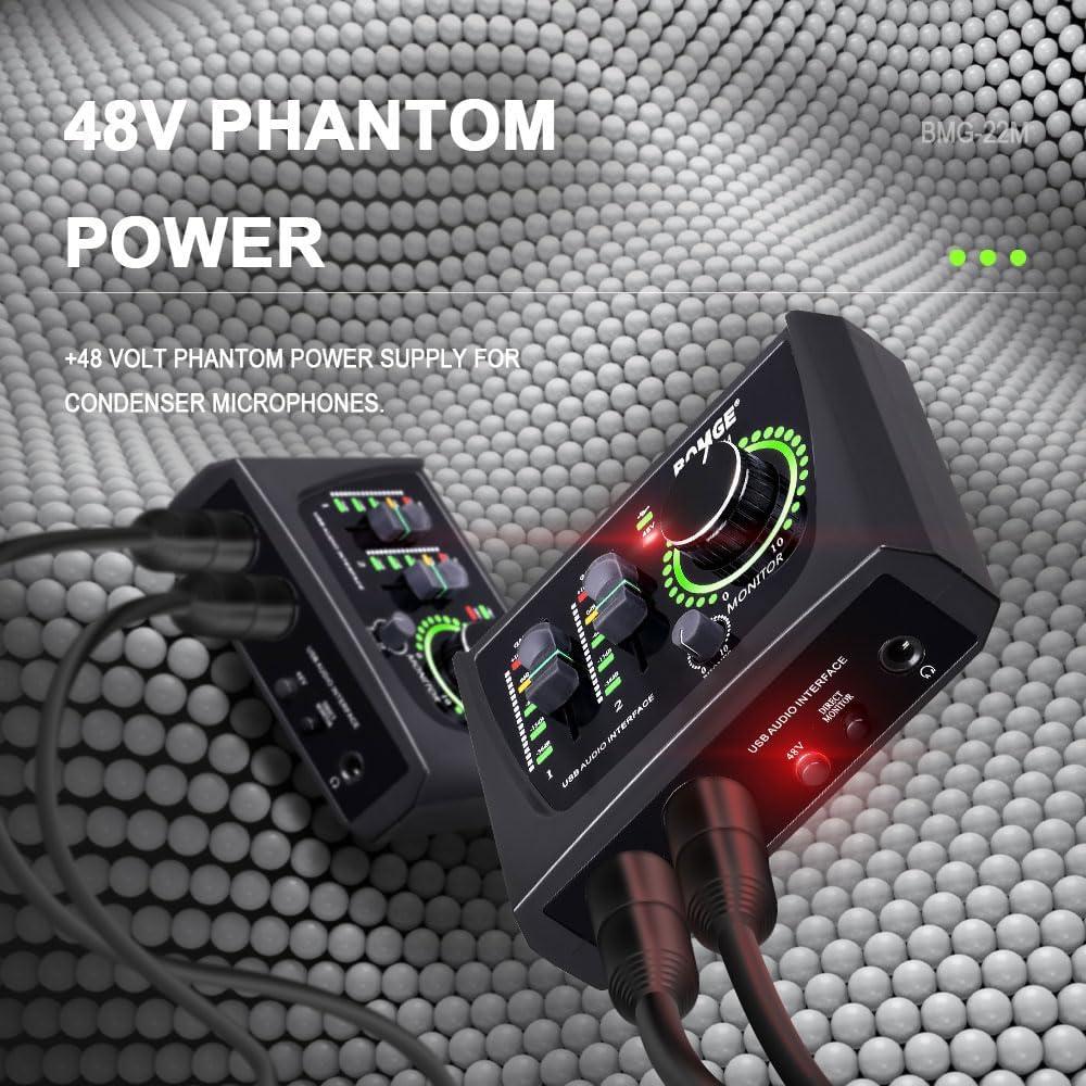 Interfaz de Audio USB BOMGE 22M con Phantom Power 48V