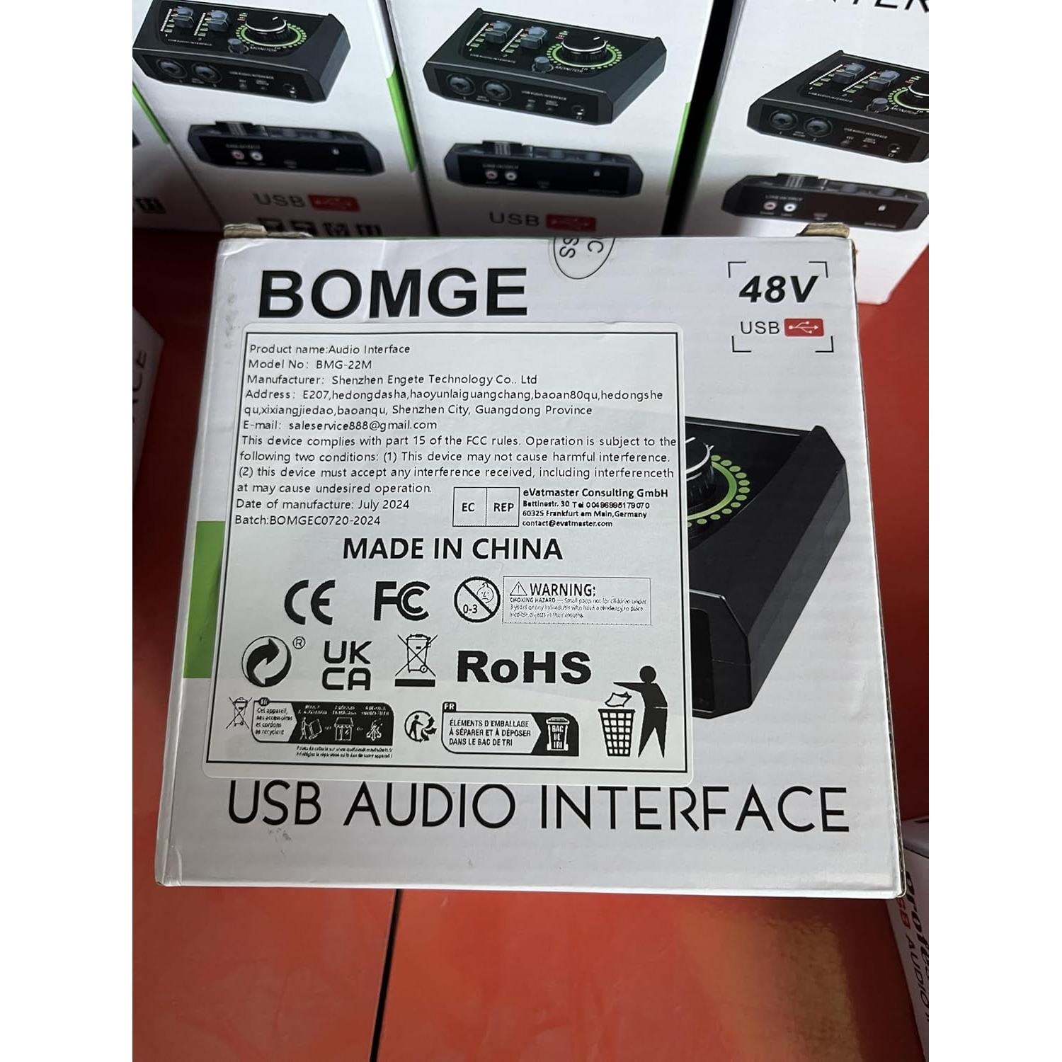 Interfaz de Audio USB BOMGE 22M con Phantom Power 48V