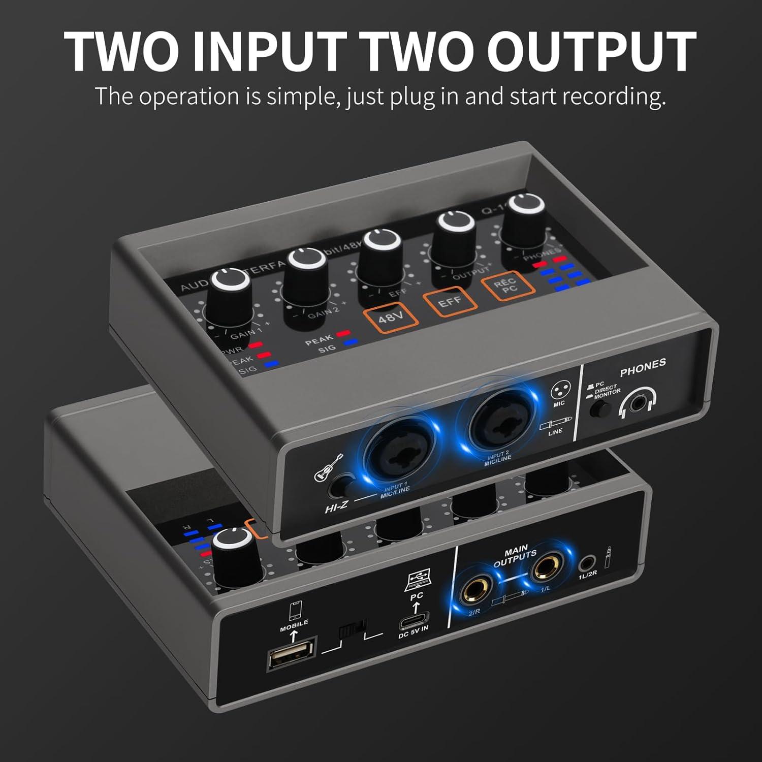 Interfaz de Audio USB Q-16 XTUGA 16 bit 48 kHz Phantom