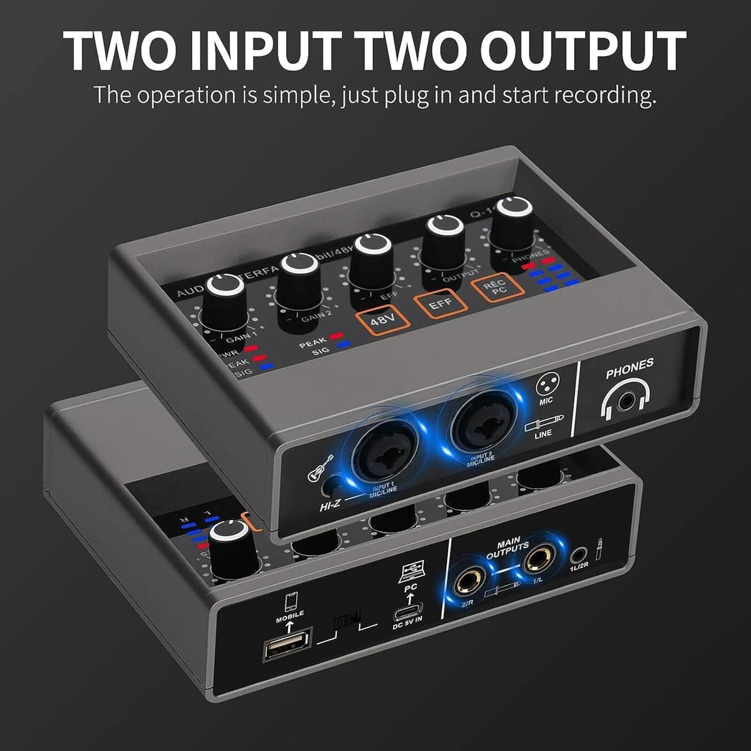 Interfaz de Audio USB Q-16 - 16 bit/48 kHz, Phantom 48V