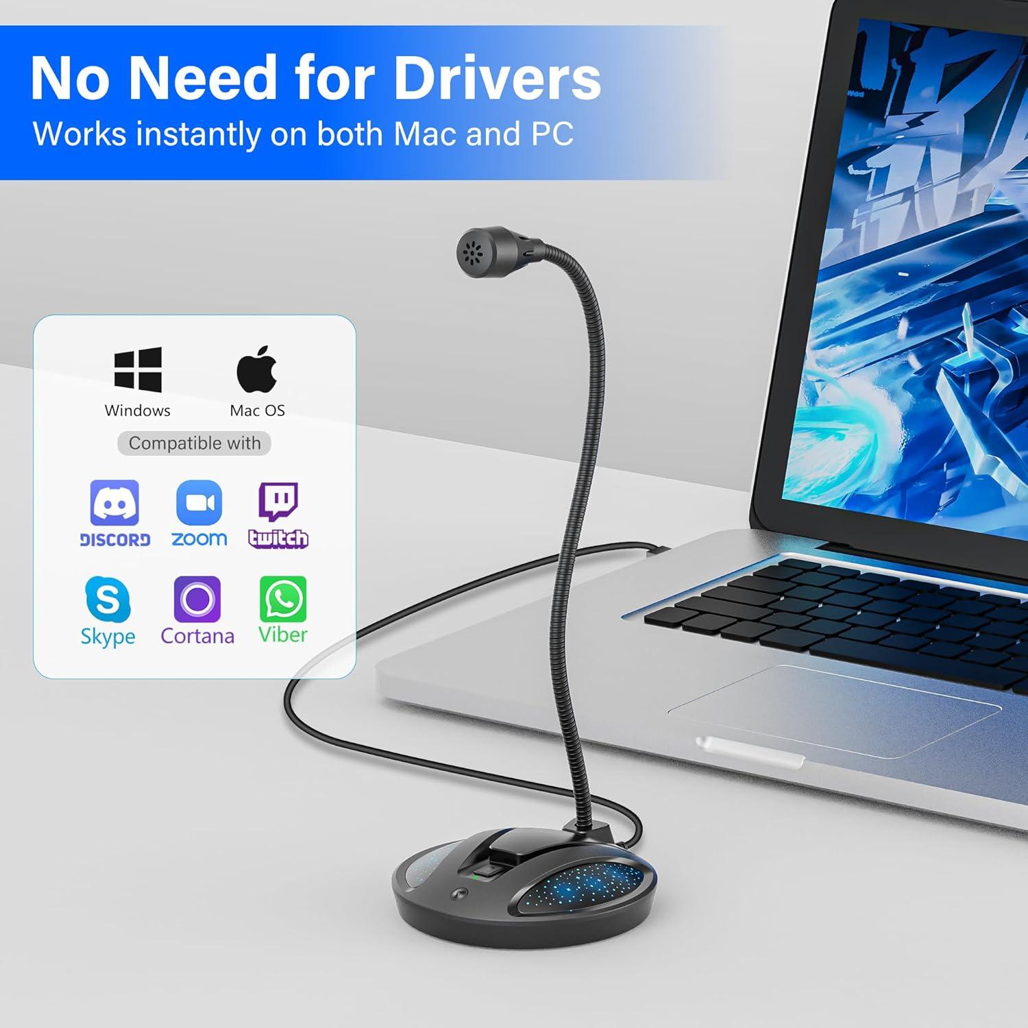 Micrófono USB CMOCIIY 605 con Cuello de Ganso y Cancelación de Ruido