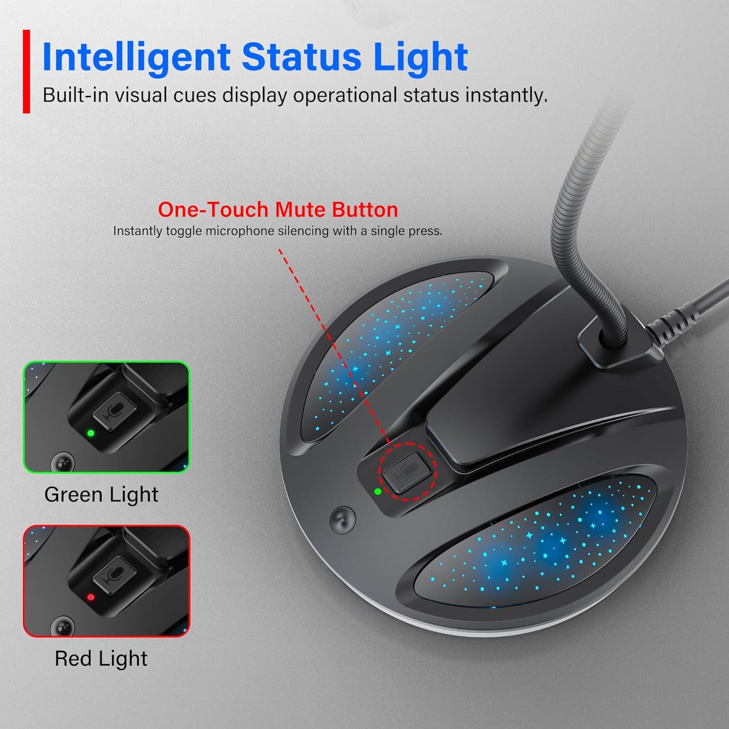 Micrófono USB CMOCIIY 605 con Cuello de Ganso y Cancelación de Ruido