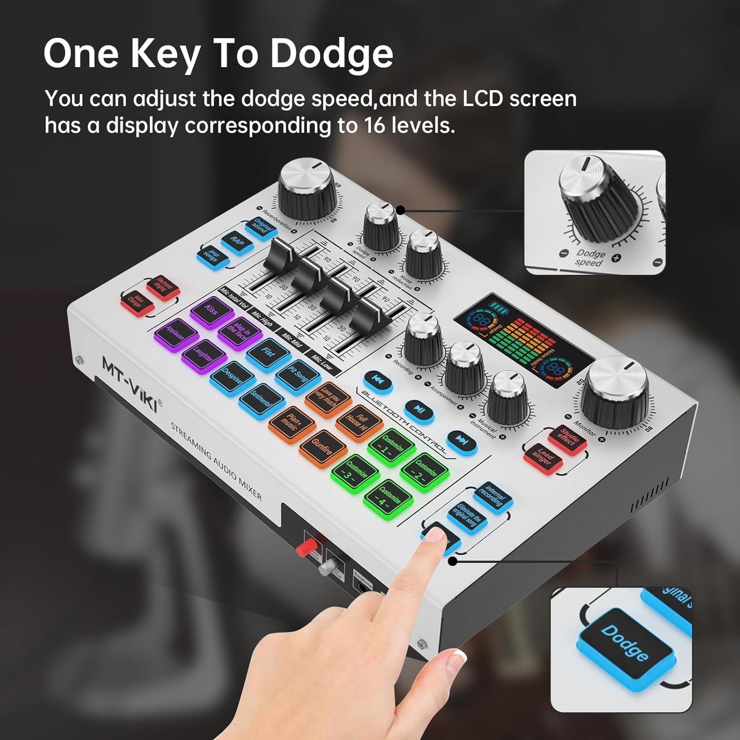 Mezclador de Audio MT-VIKI con Pantalla LCD 2.25" para Streaming