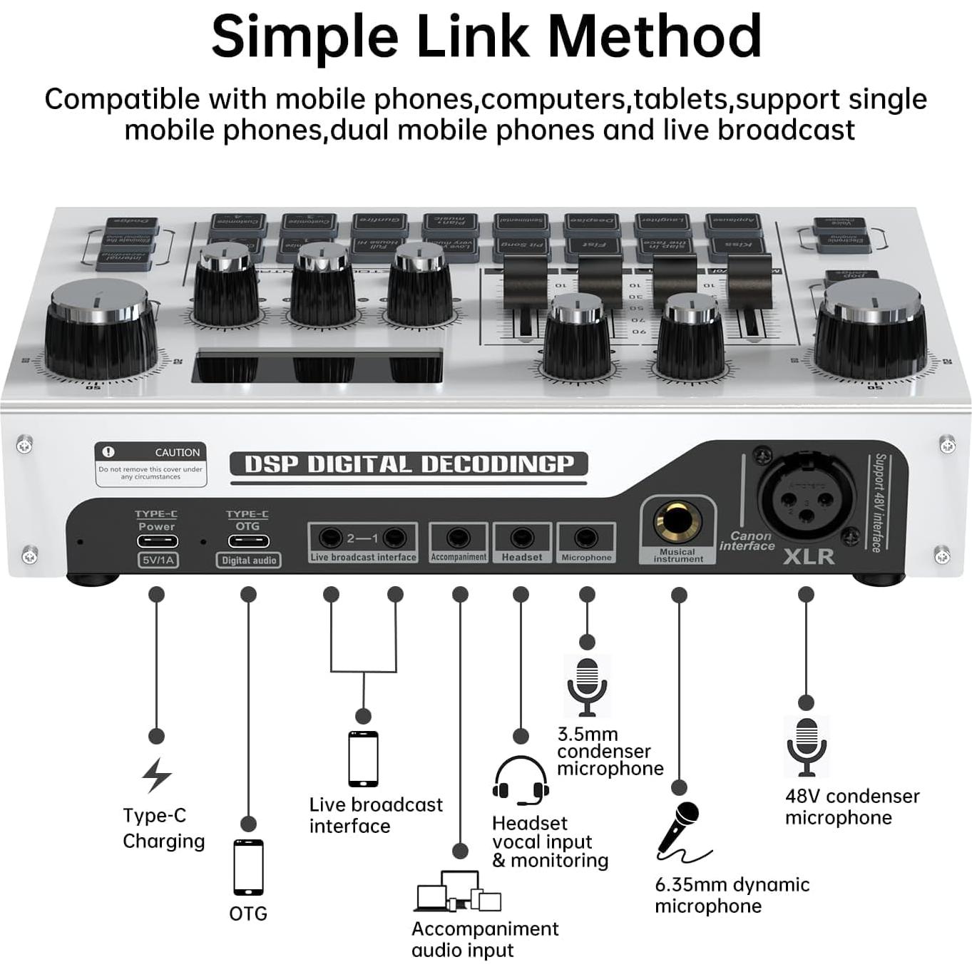 Mezclador de Audio MT-VIKI con Pantalla LCD 2.25" para Streaming