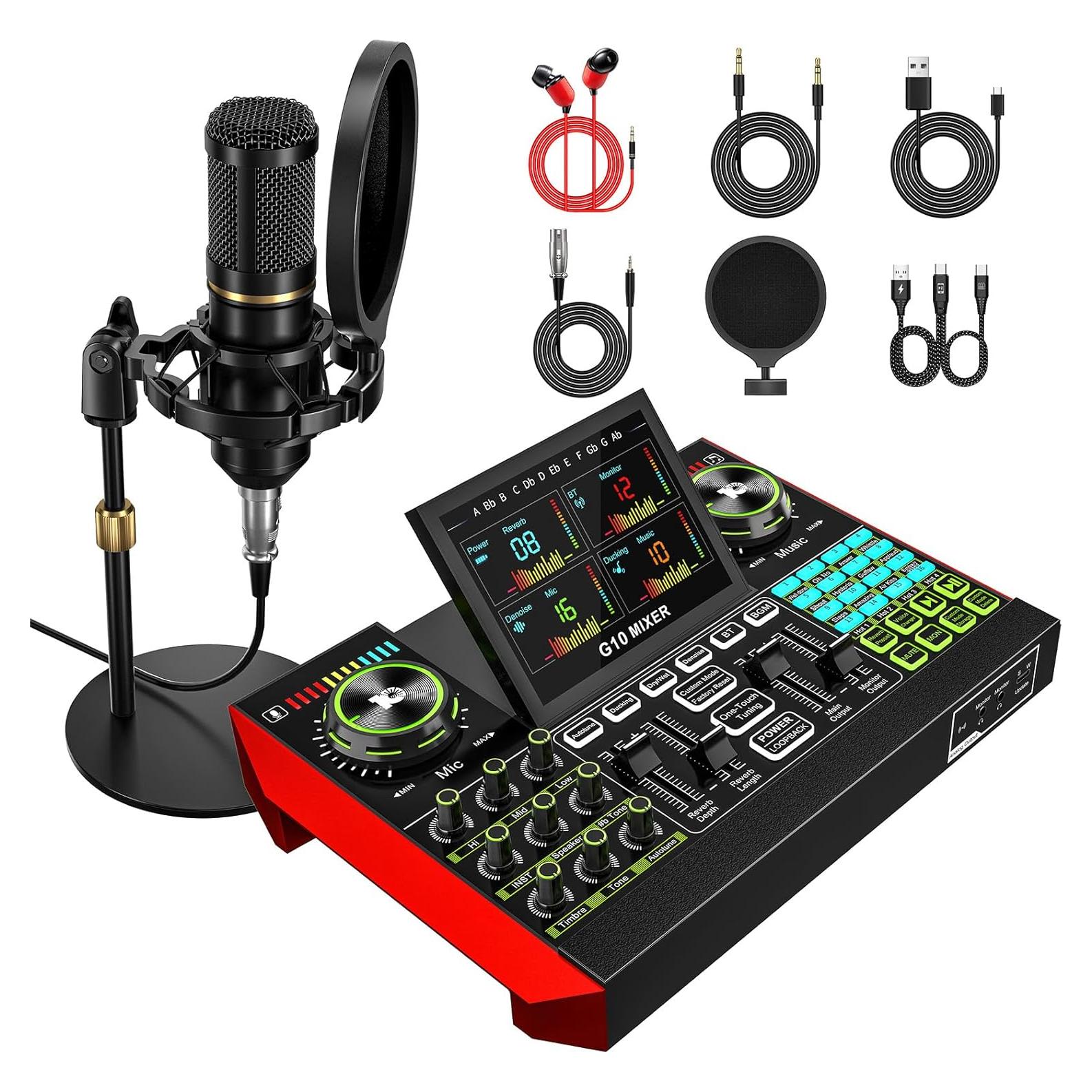 Paquete de Micrófono y Mezclador G10-BM800 para Podcast