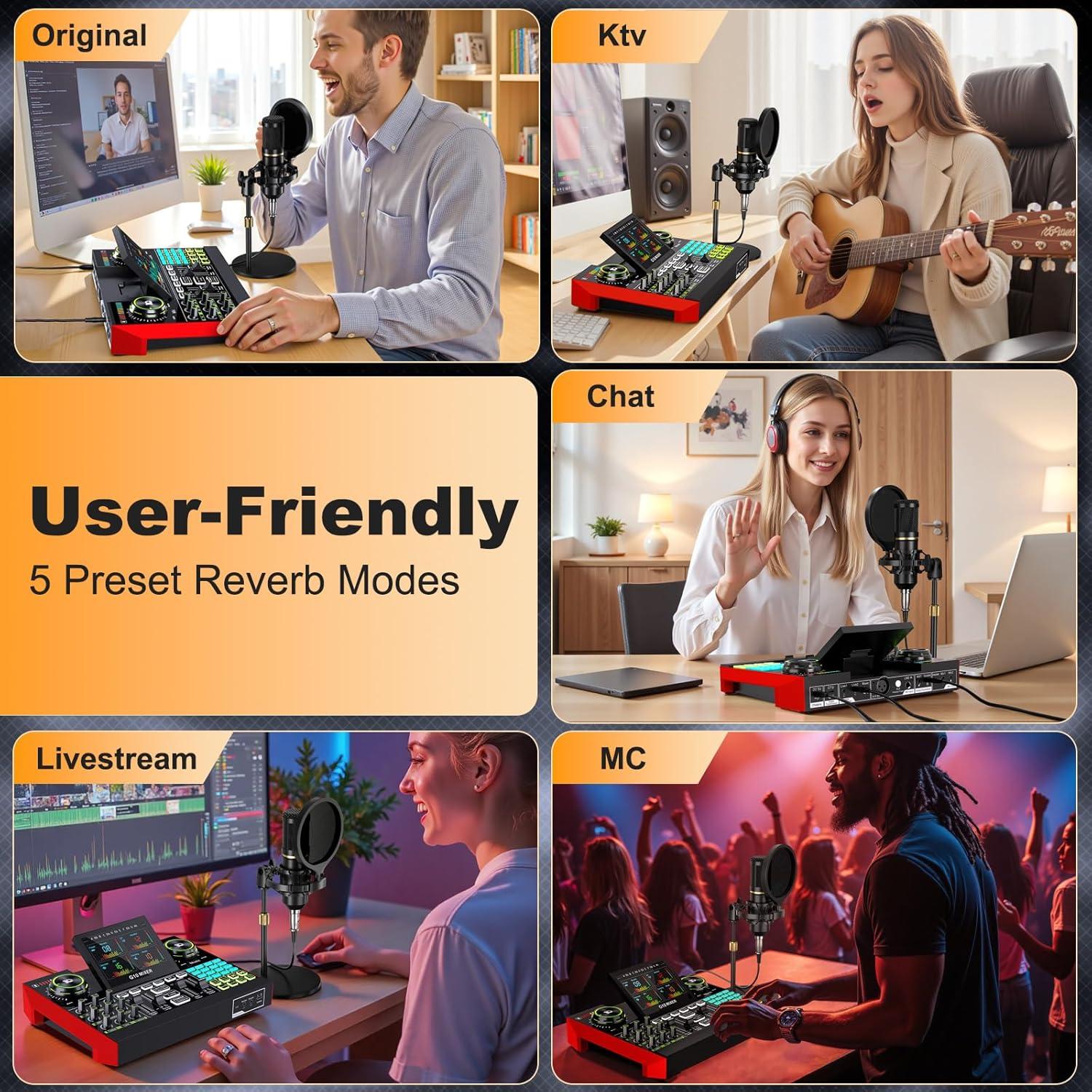 Paquete de Micrófono y Mezclador G10-BM800 para Podcast