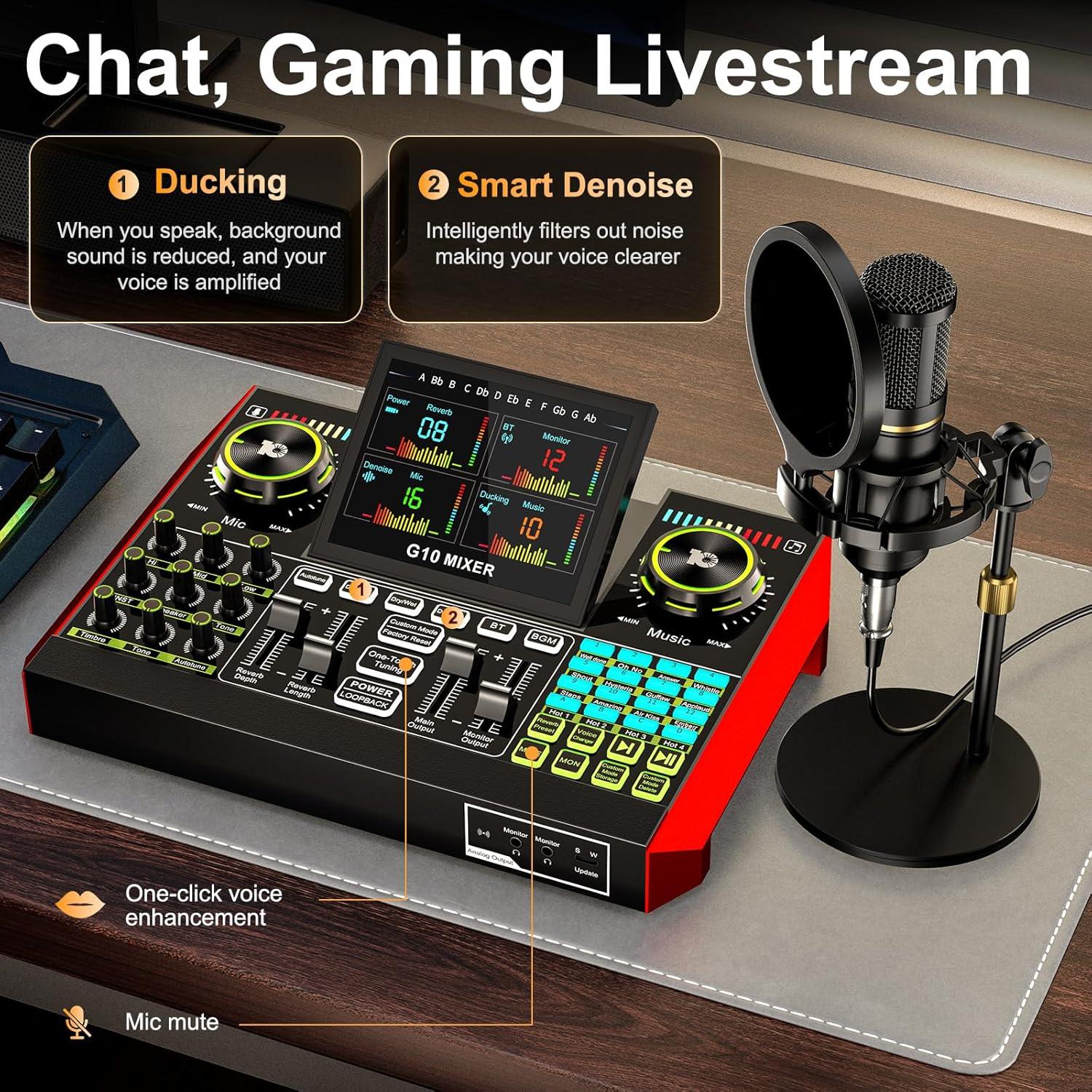 Paquete de Micrófono y Mezclador G10-BM800 para Podcast