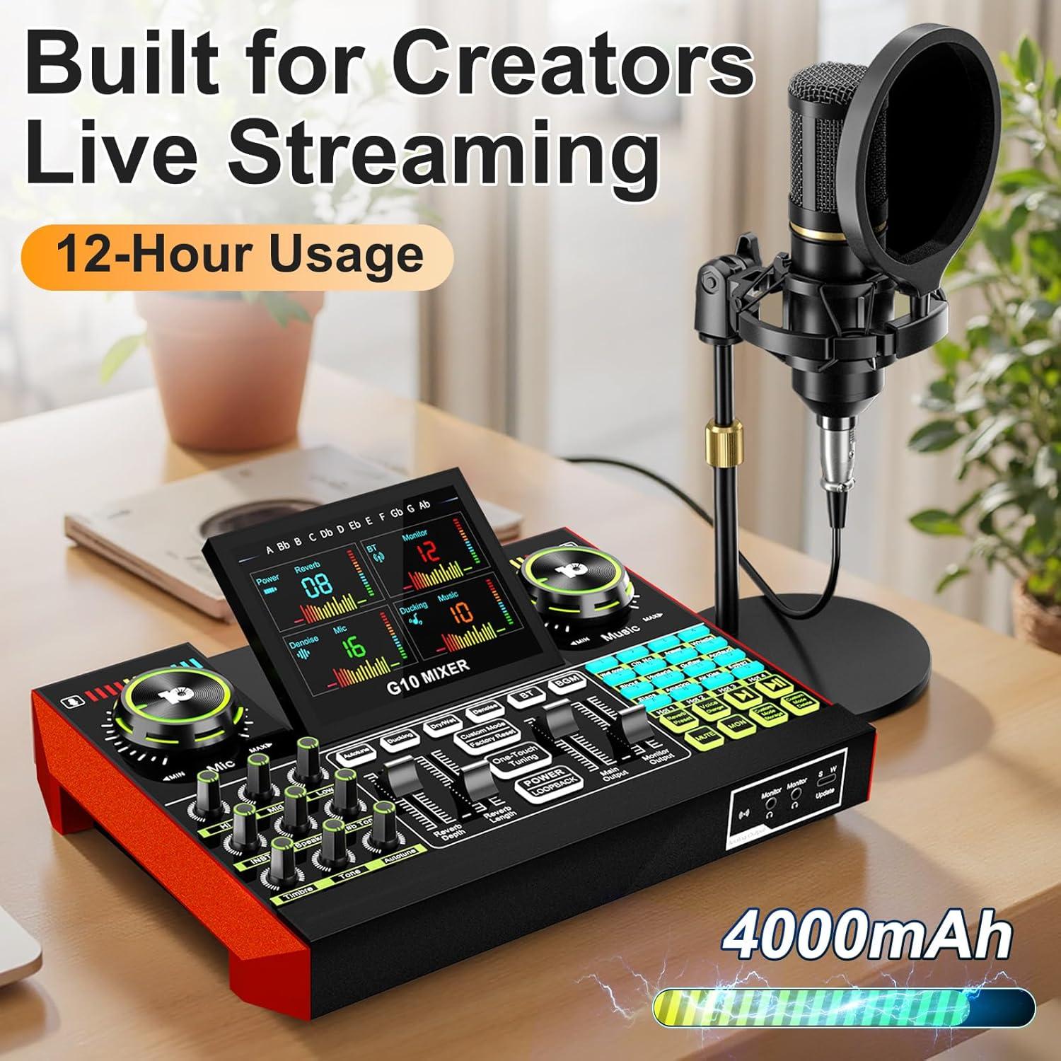 Paquete de Micrófono y Mezclador G10-BM800 para Podcast