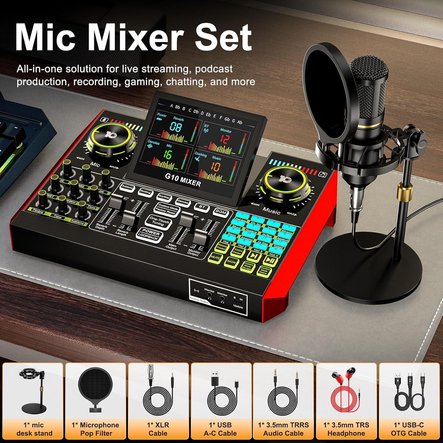 Paquete de Micrófono y Mezclador G10-BM800 para Podcast