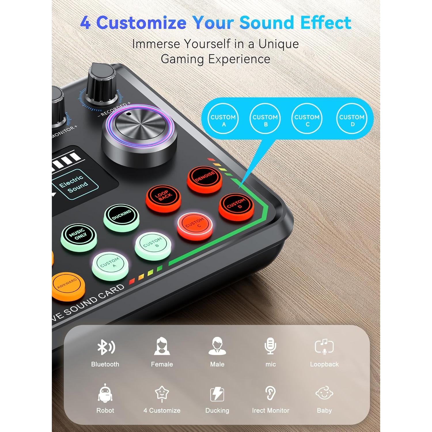 Interfaz de Audio USB SINWE P99 con Mezclador y Efectos