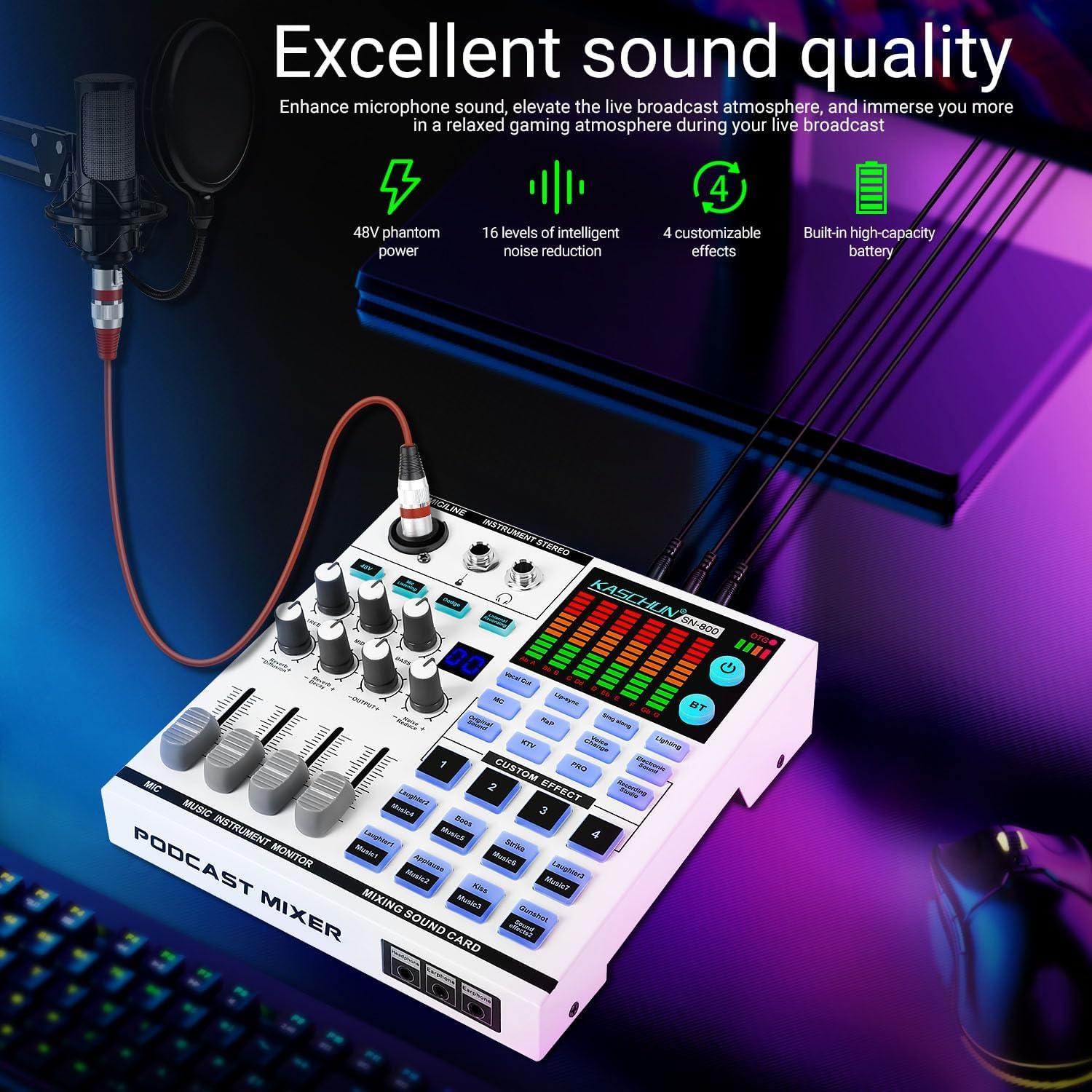 Mezclador de Audio Kaschun SN800 para Juegos y Streaming