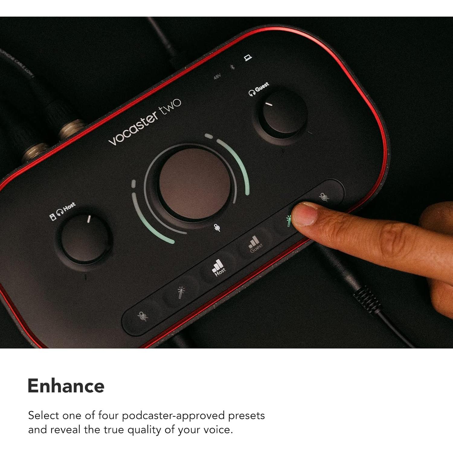 Focusrite Vocaster Two - Interfaz de Podcasting 2 Micrófonos