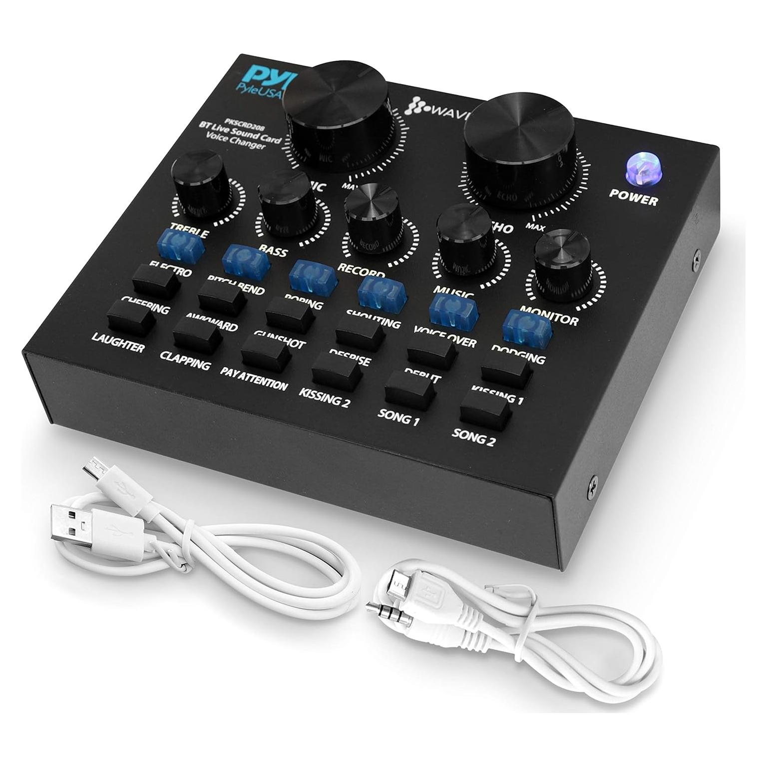 Mezclador de Audio Pyle PKSCRD208 Bluetooth 12 Efectos Sonido