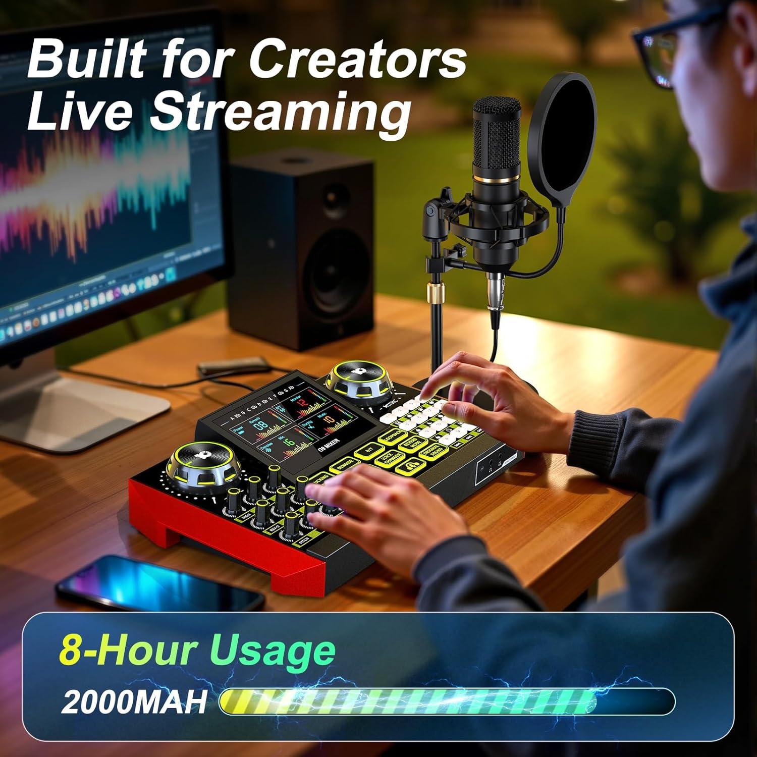 Mezclador de Audio CryoSurf G9 para Podcast y Streaming