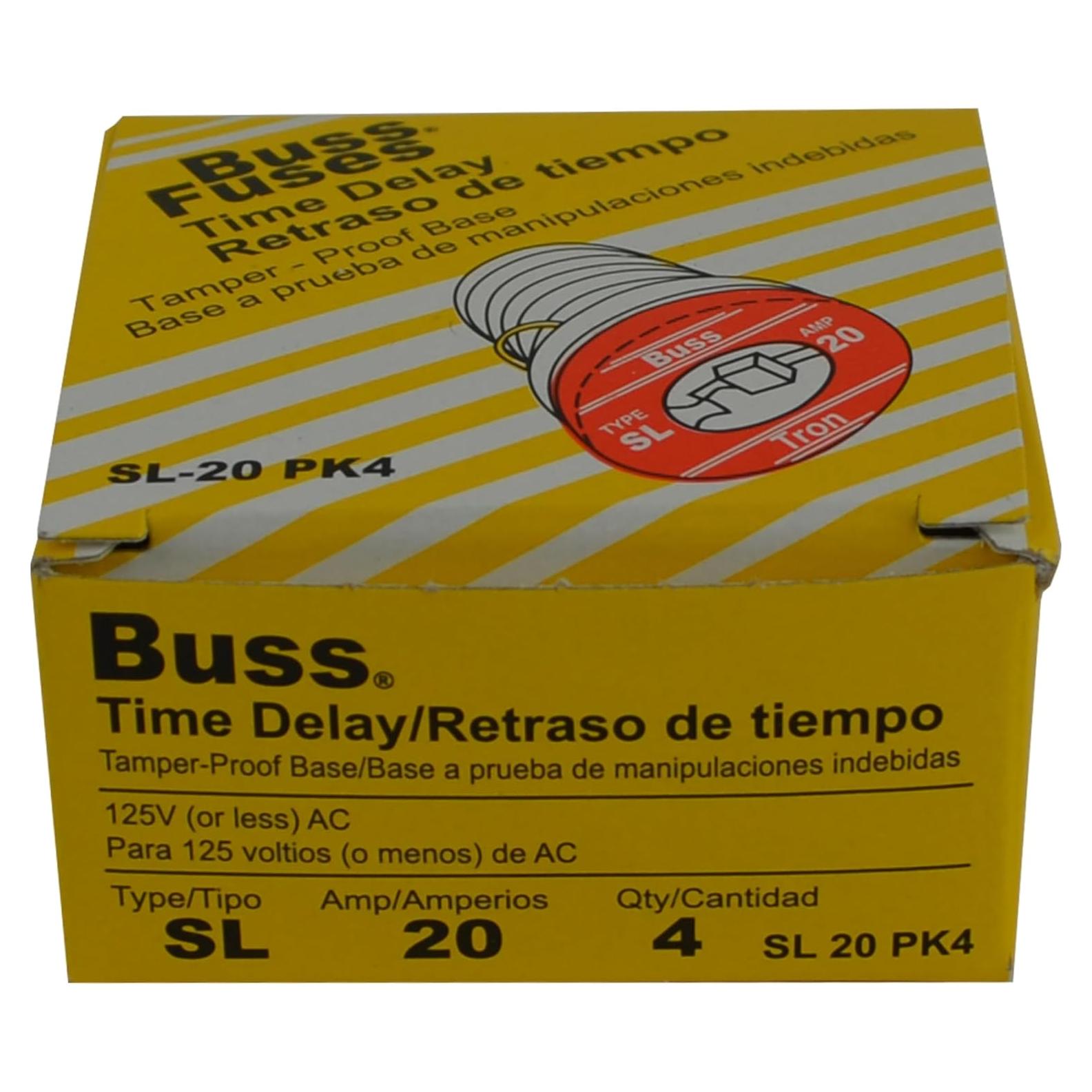 Fusible de Enchufe Bussmann SL-20PK4 20A 125V Paquete de 4