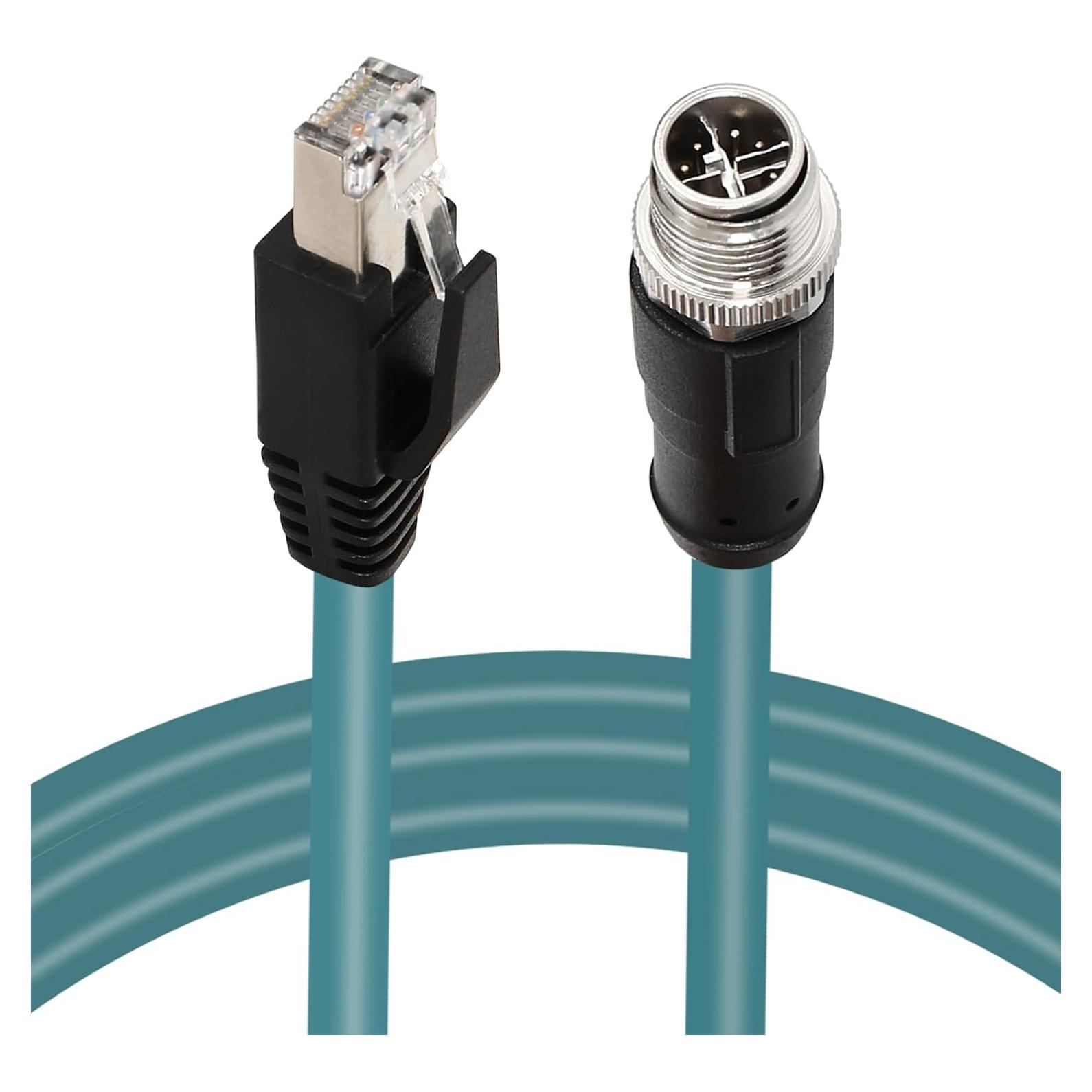 Cable Ethernet M12 X-Codificado 1m a RJ45 CAT6A Blindado