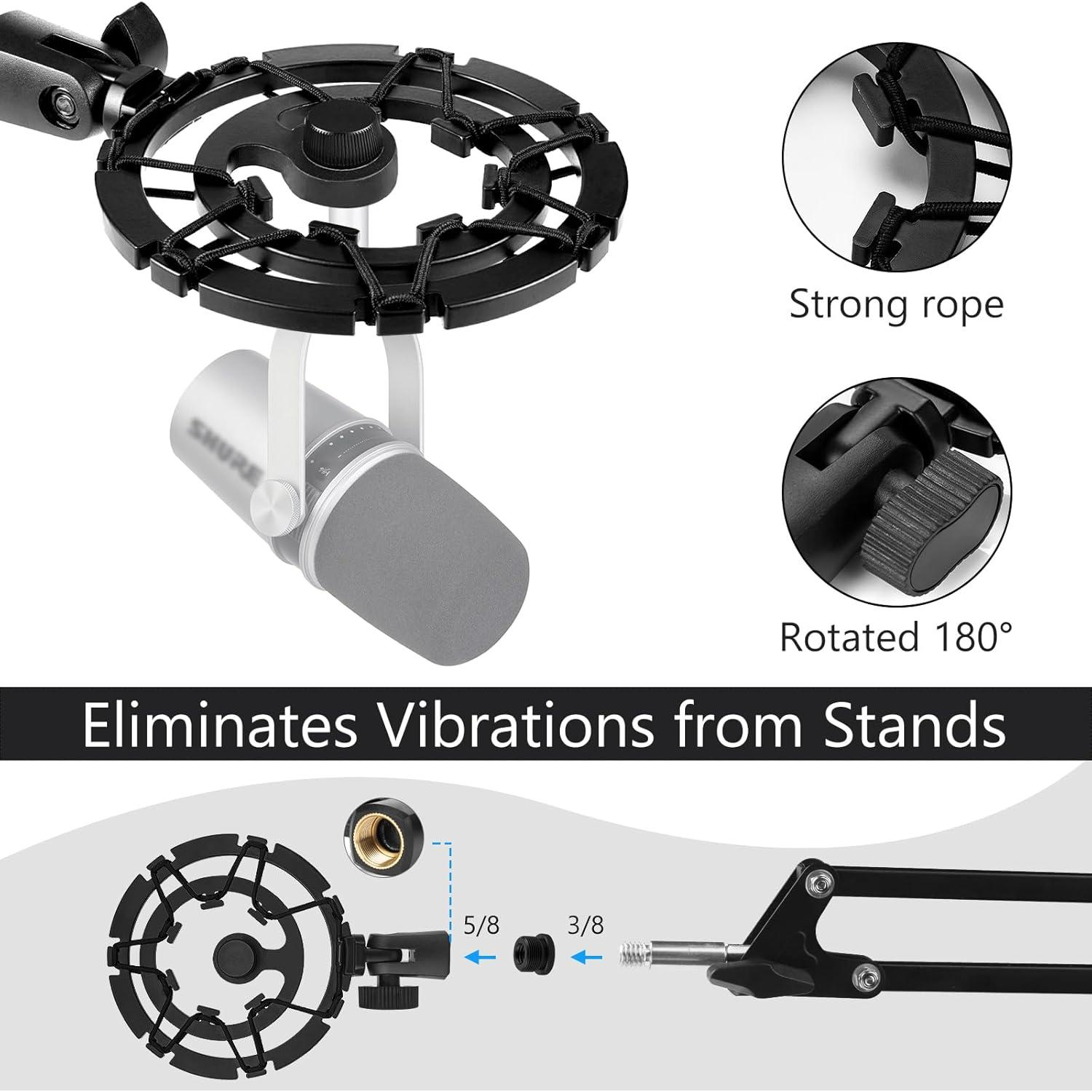 Soporte de Micrófono Geekria para Shure MV7, SM7B, MV7X Negro