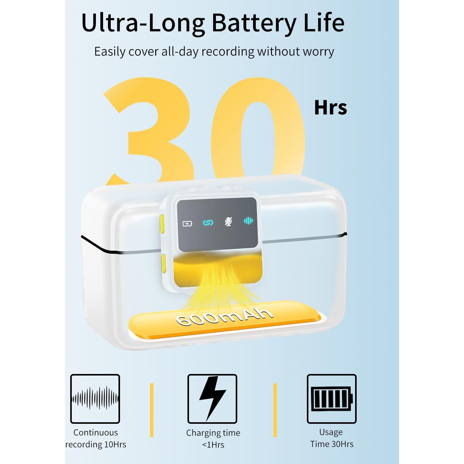 Micrófono Inalámbrico JXJXQU para iPhone/Android 30H Batería