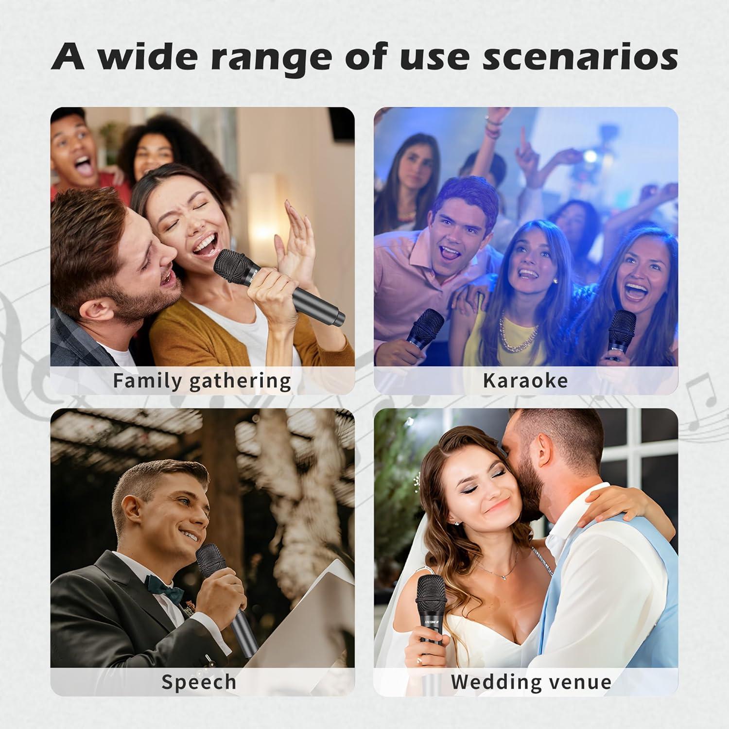 Micrófono Inalámbrico Talomen K60-2, 50m, Karaoke, Boda, DJ