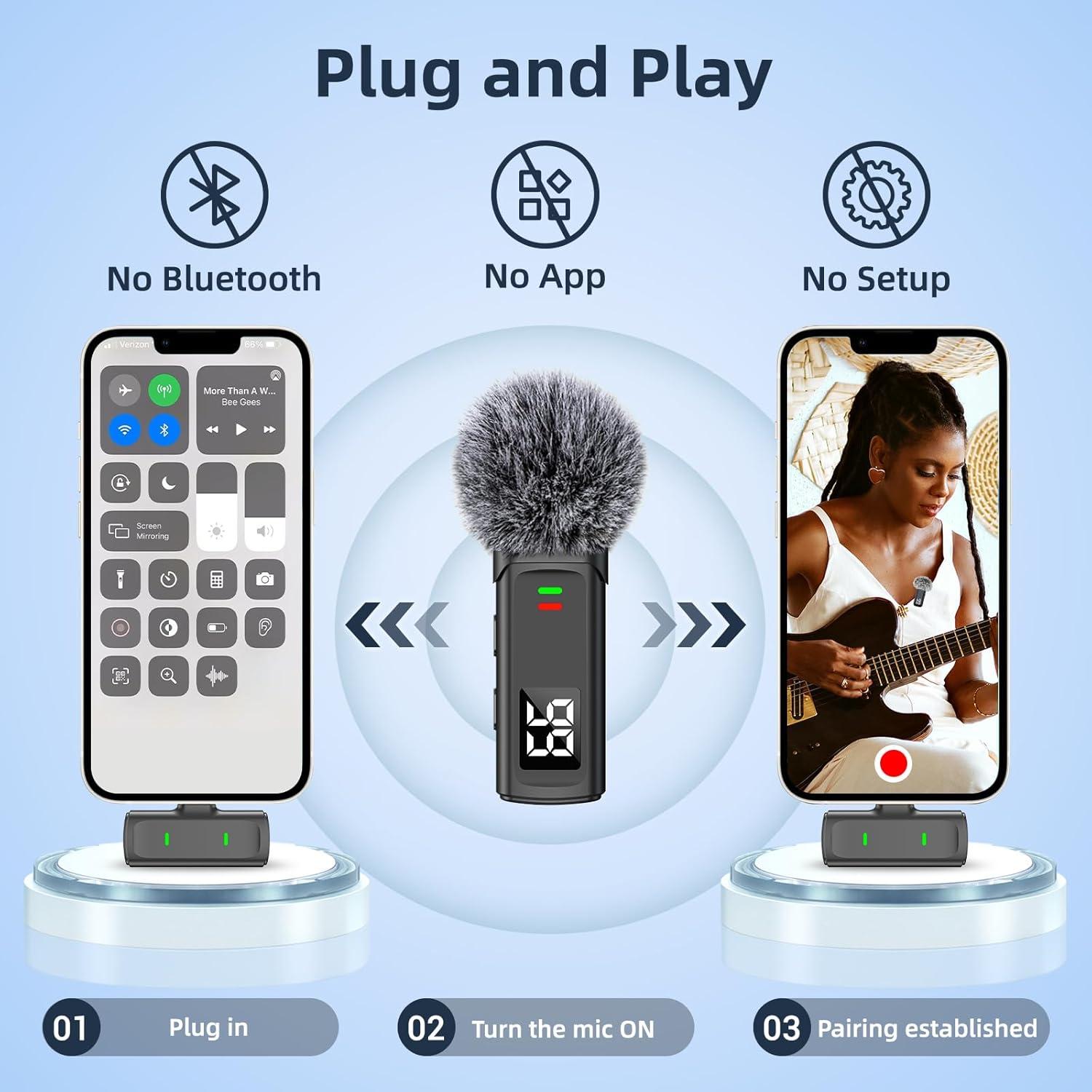 Micrófono Lavalier Inalámbrico Txtune DM10 para iPhone y Android