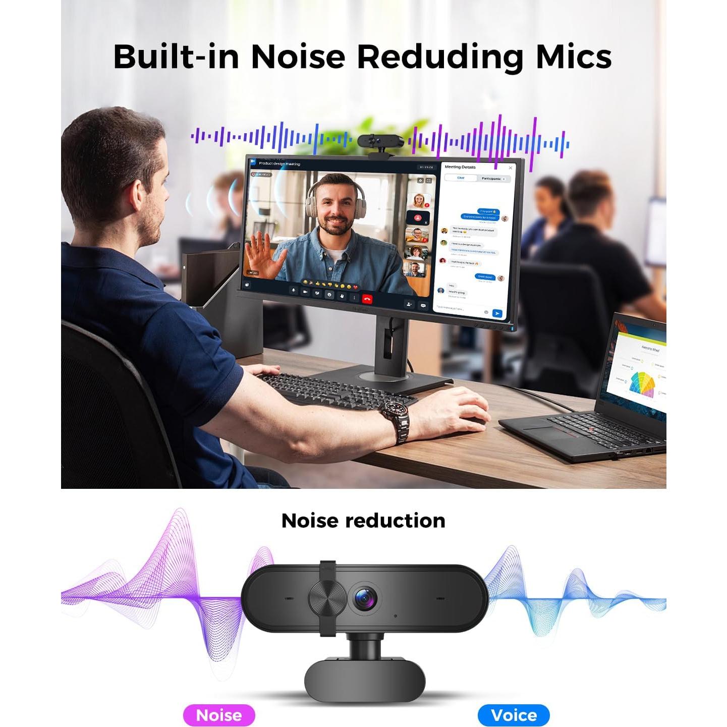 Cámara Web 1080P Edew con Micrófono y Corrección de Luz