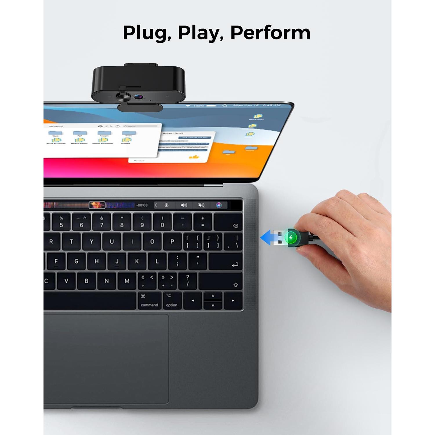 Cámara Web 1080P Edew con Micrófono y Corrección de Luz