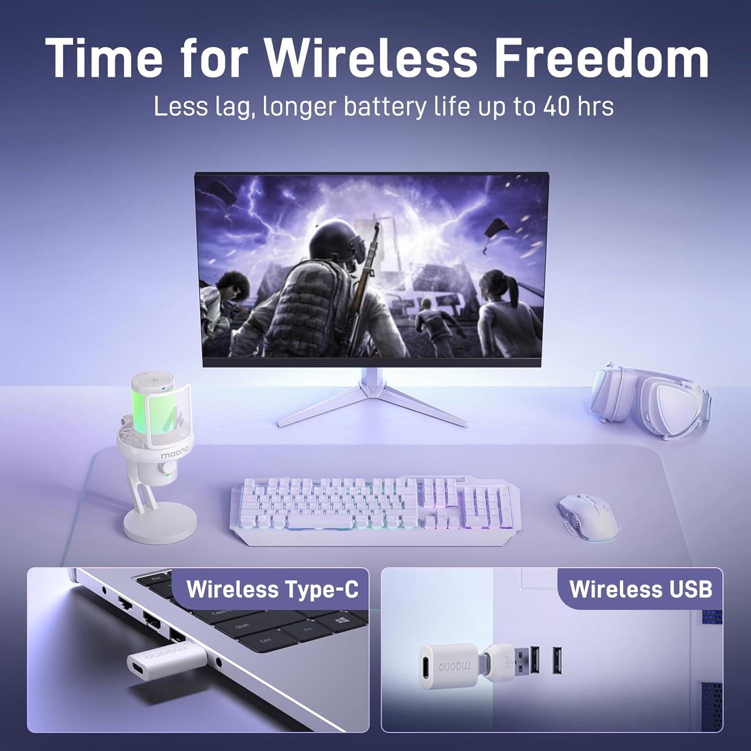 Micrófono Inalámbrico MAONO DM40 para PC, USB, Cancelación de Ruido