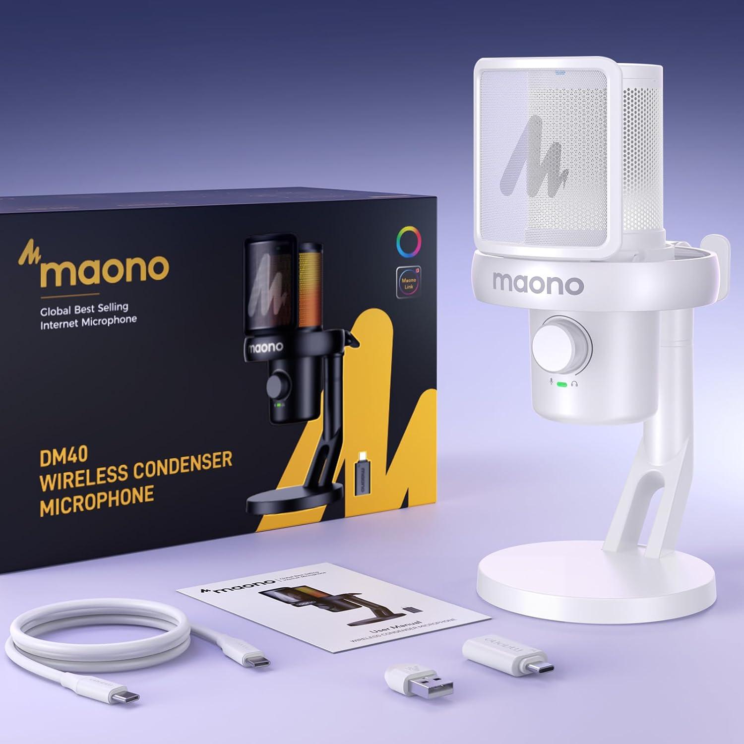 Micrófono Inalámbrico MAONO DM40 para PC, USB, Cancelación de Ruido